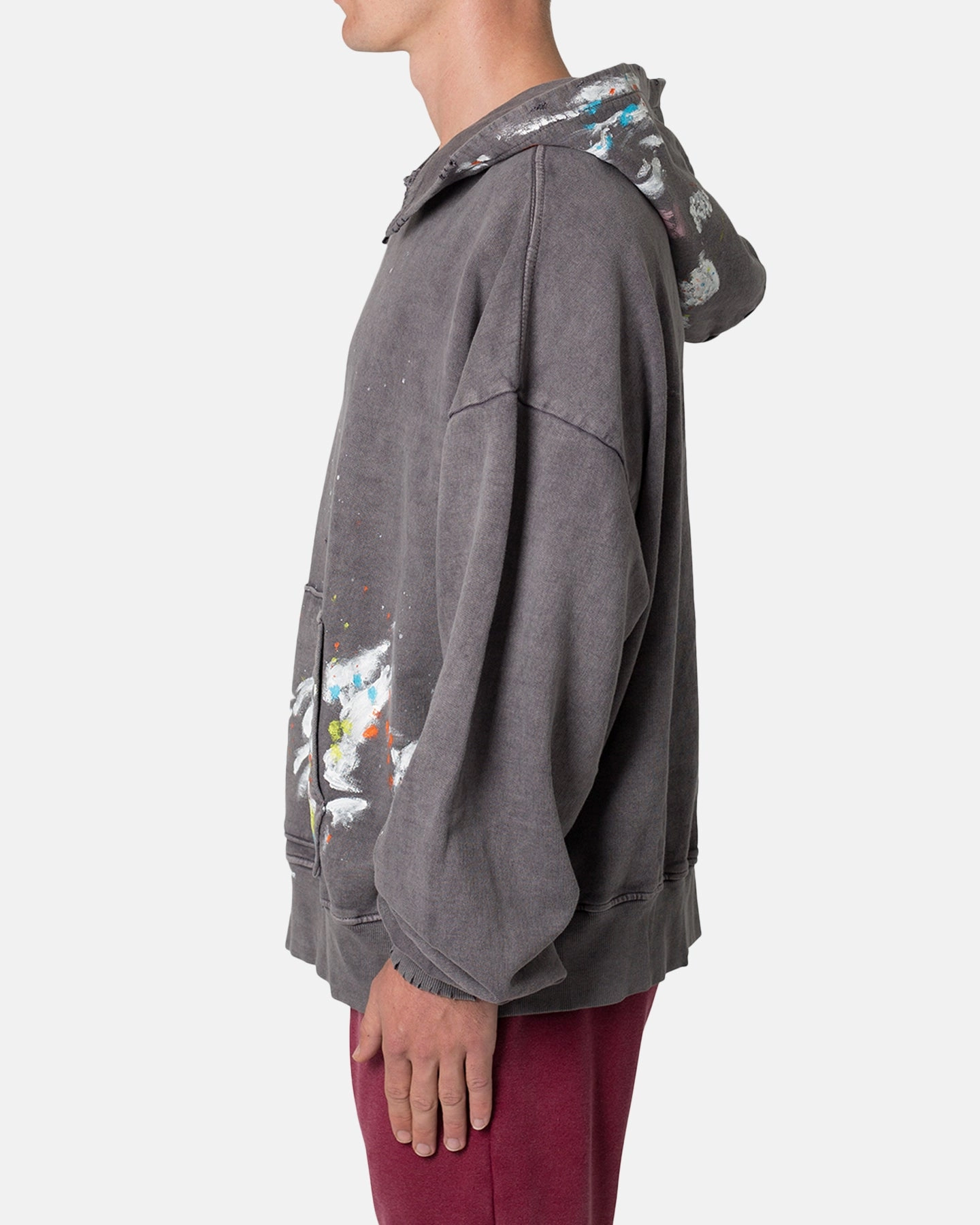 Bargain Dive MNML Destroyed Painter Hoodie Charcoal Grey