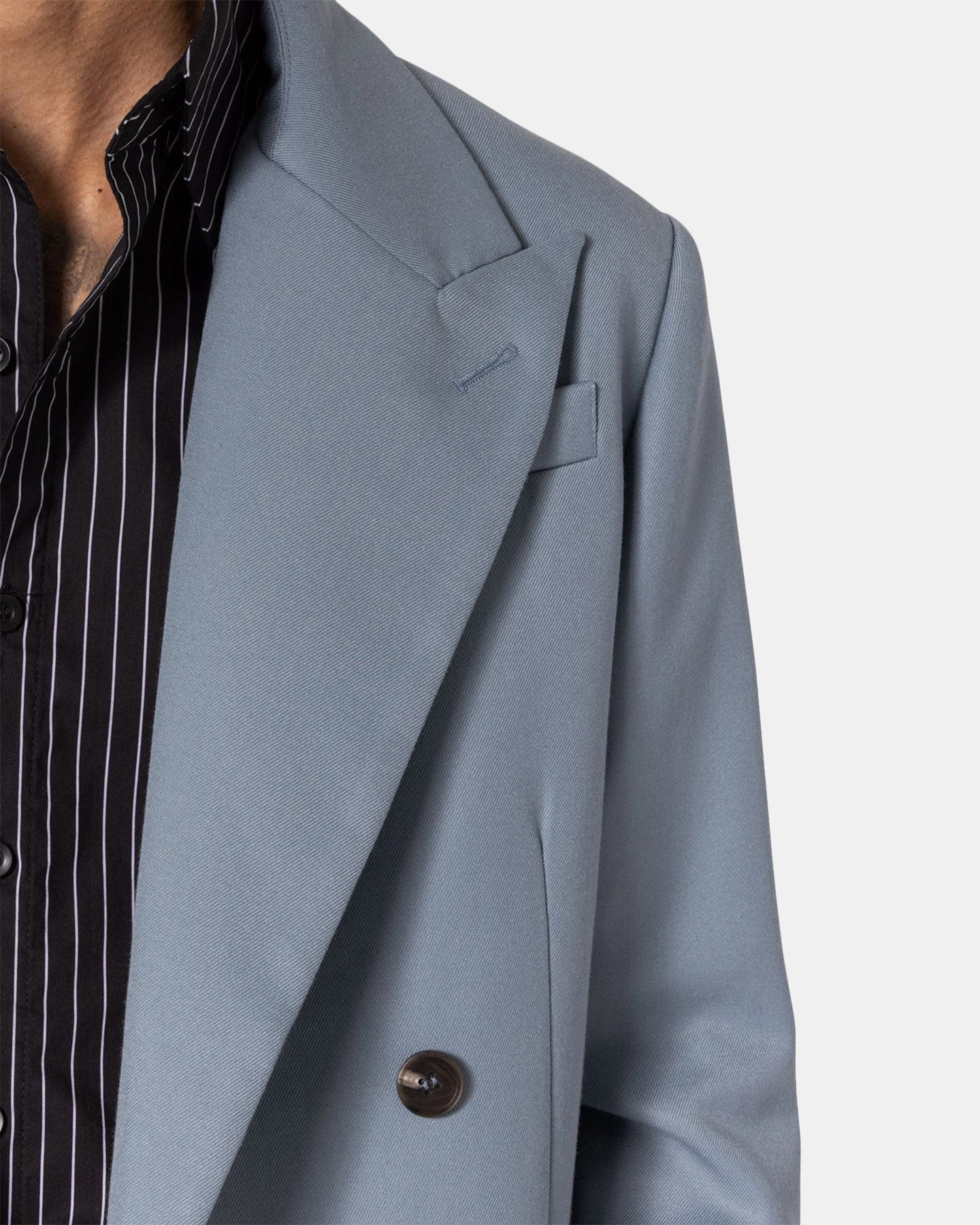 Scissors Stretchable Material MNML Double Breasted Suit Jacket Teal