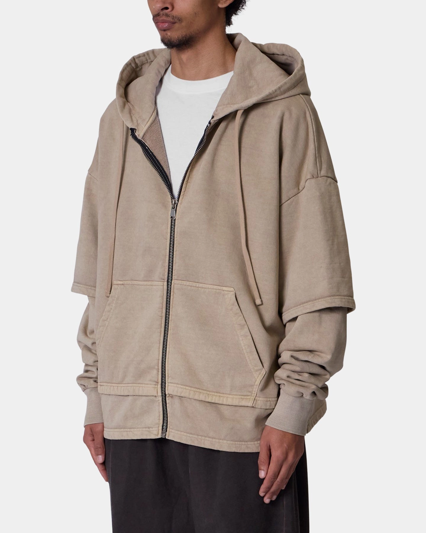 MNML Double Layer Zipper Sweater Washed Earth Engage