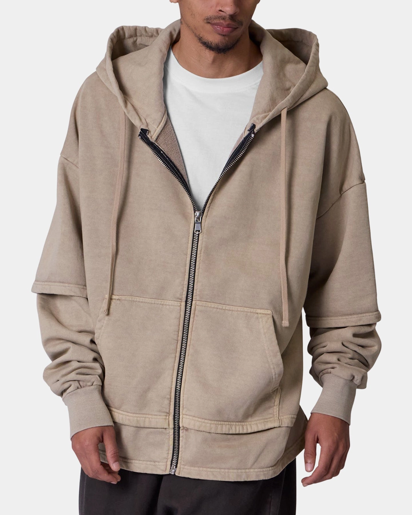 All Weather Performance Oppose MNML Double Layer Zipper Sweater Washed Earth