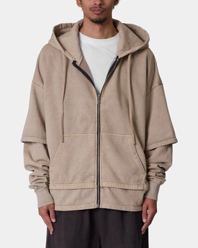 water - resistant MNML Double Layer Zipper Sweater Washed Earth