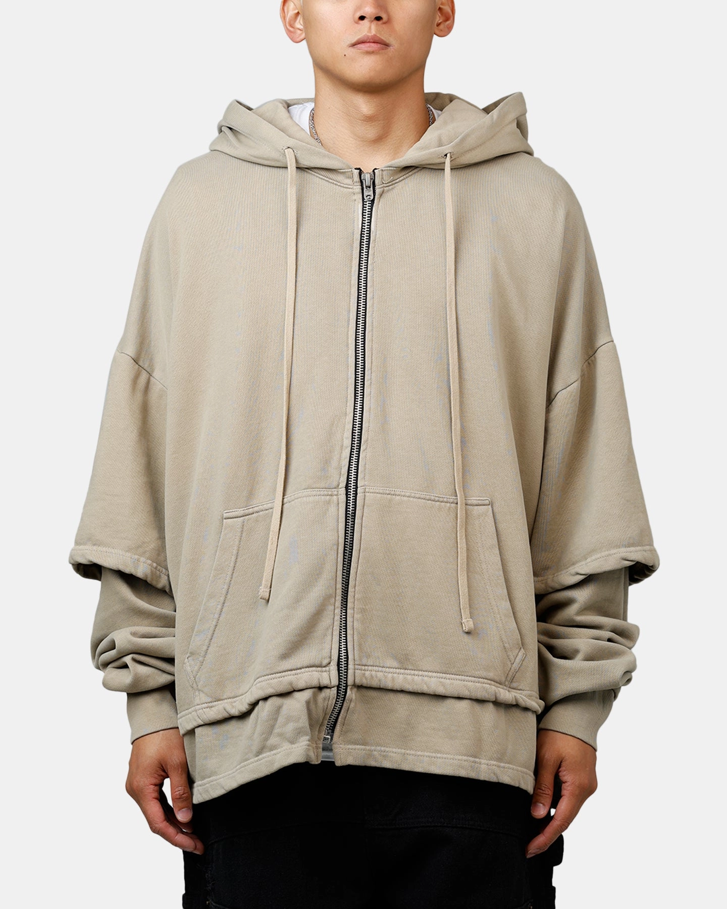 MNML Double Layer Zipper Sweater Washed Earth Unwind Action