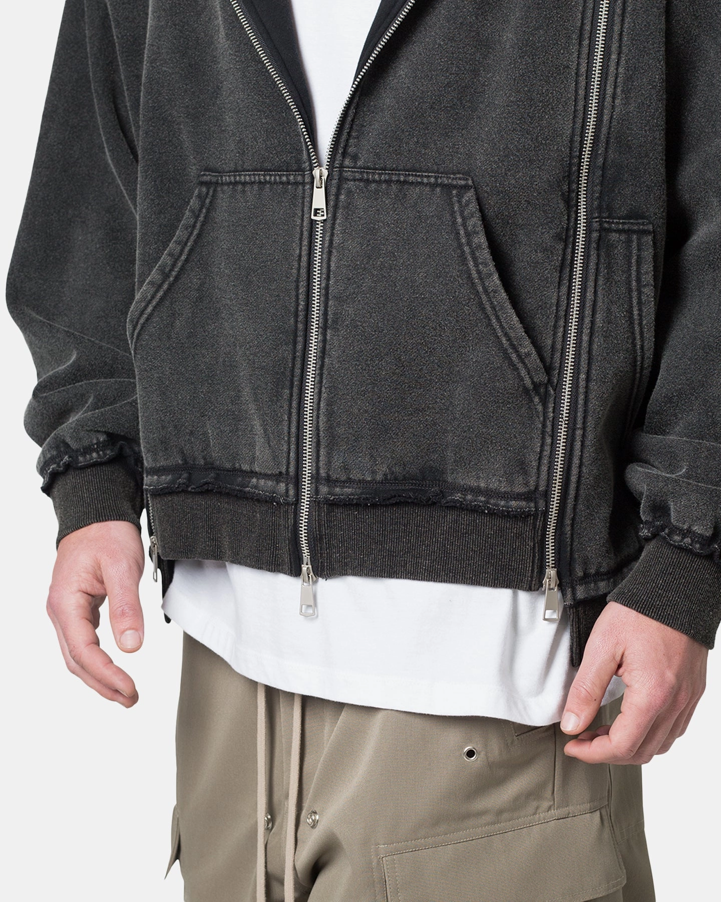 MNML Dual Zipper Hoodie Washed Black Status Light Comfort