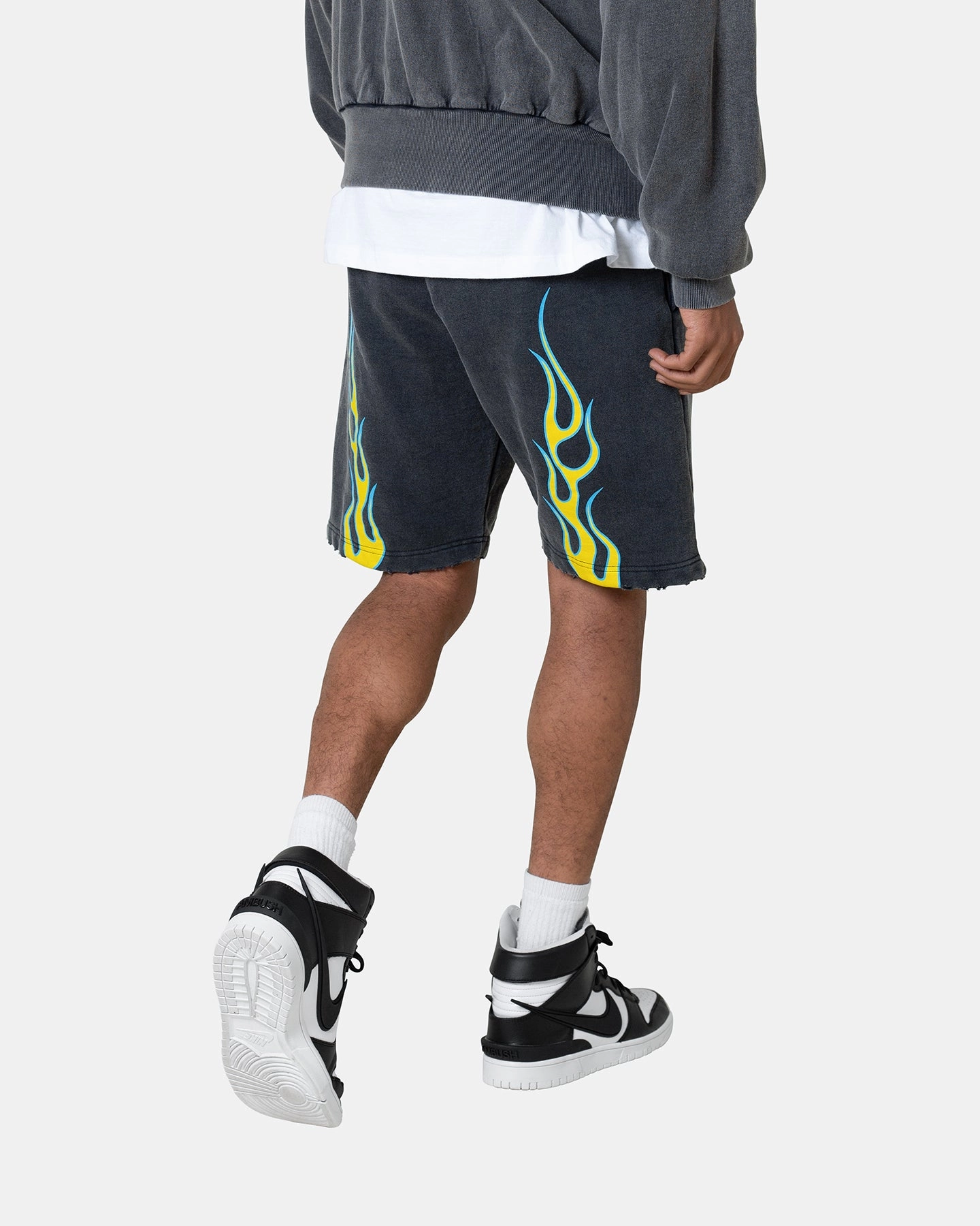 Hidden Storage Compartment MNML Flame Shorts Black