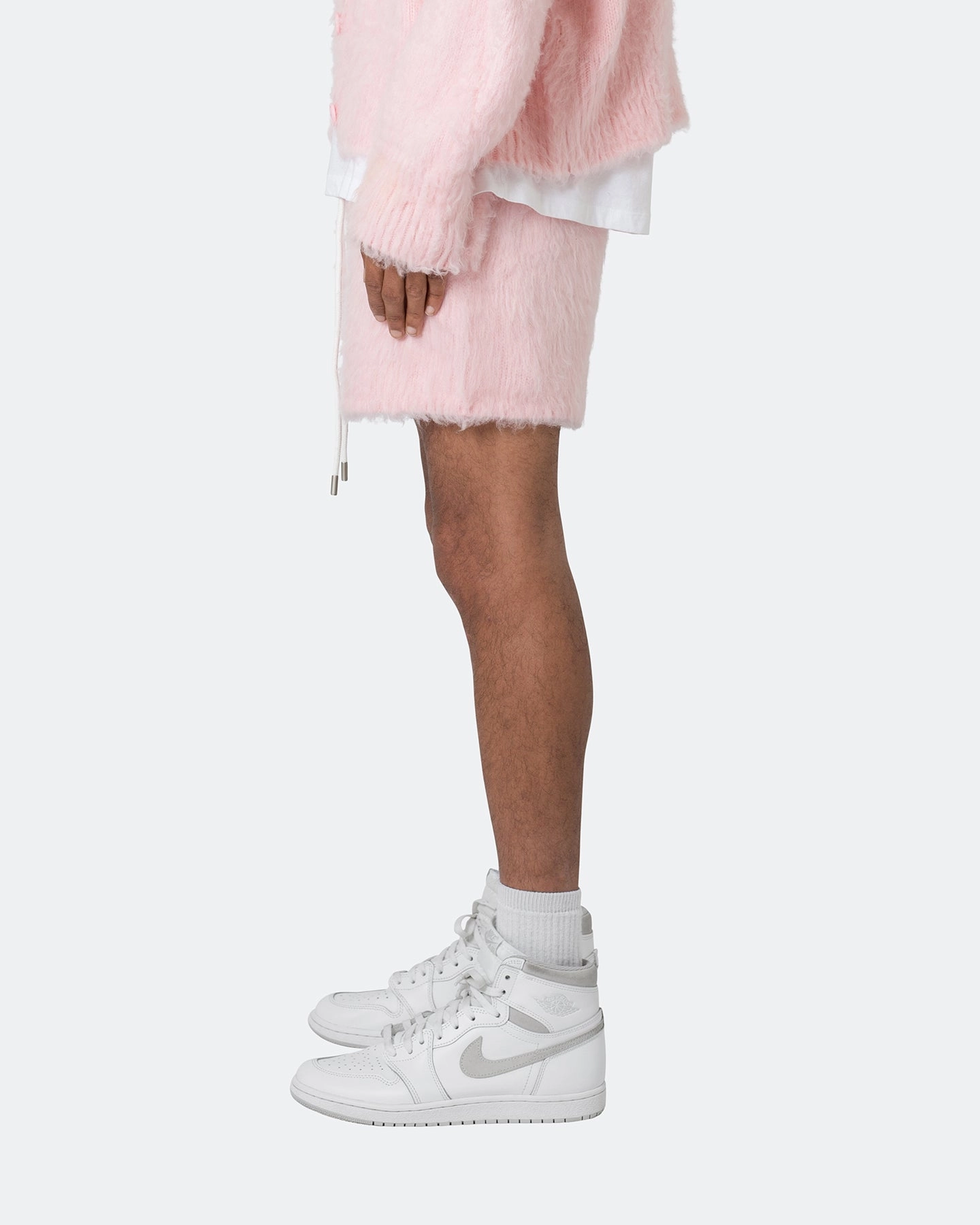 MNML Fuzzy Sweat Shorts Pink Breathable mesh lining City Shorts