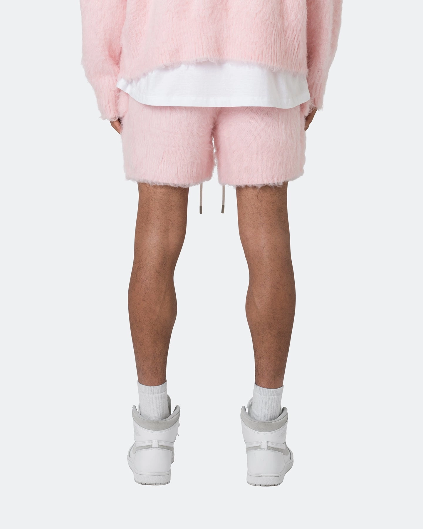 MNML Fuzzy Sweat Shorts Pink Temperature Regulating Material Playful Look