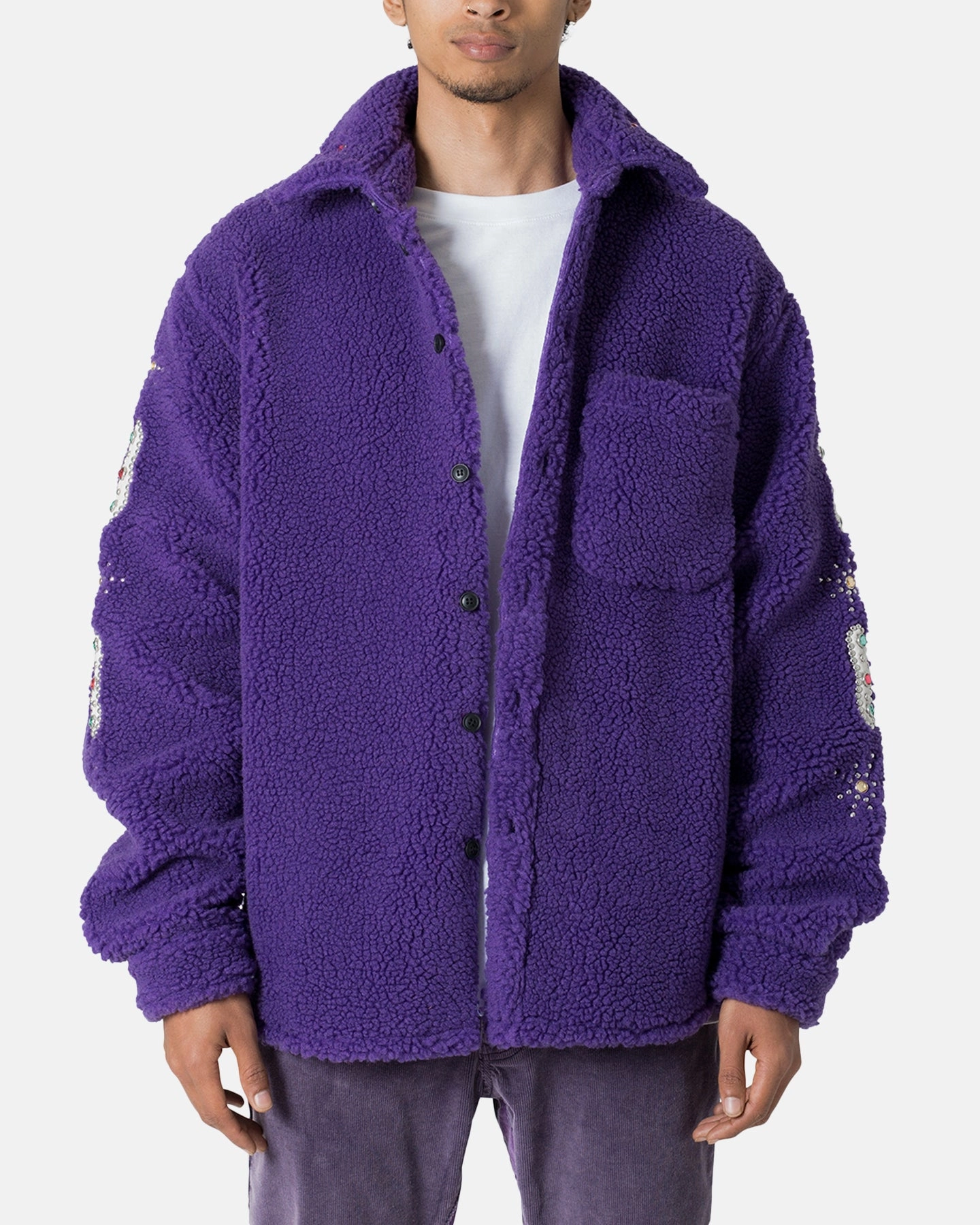 MNML Jewel Sherpa Jacket Purple Comfort Fit Silhouette