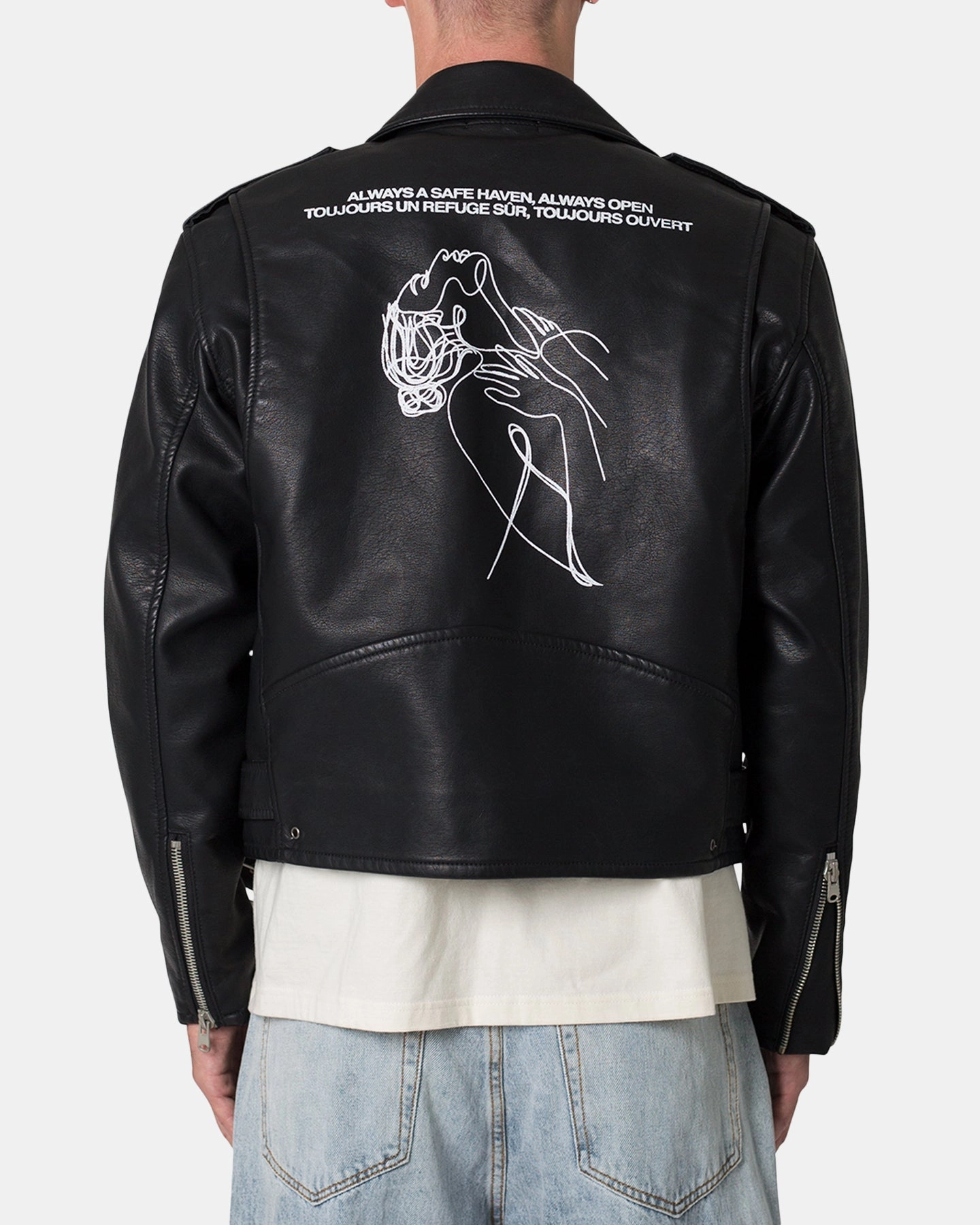 MNML Leather Moto Jacket Black Halloween