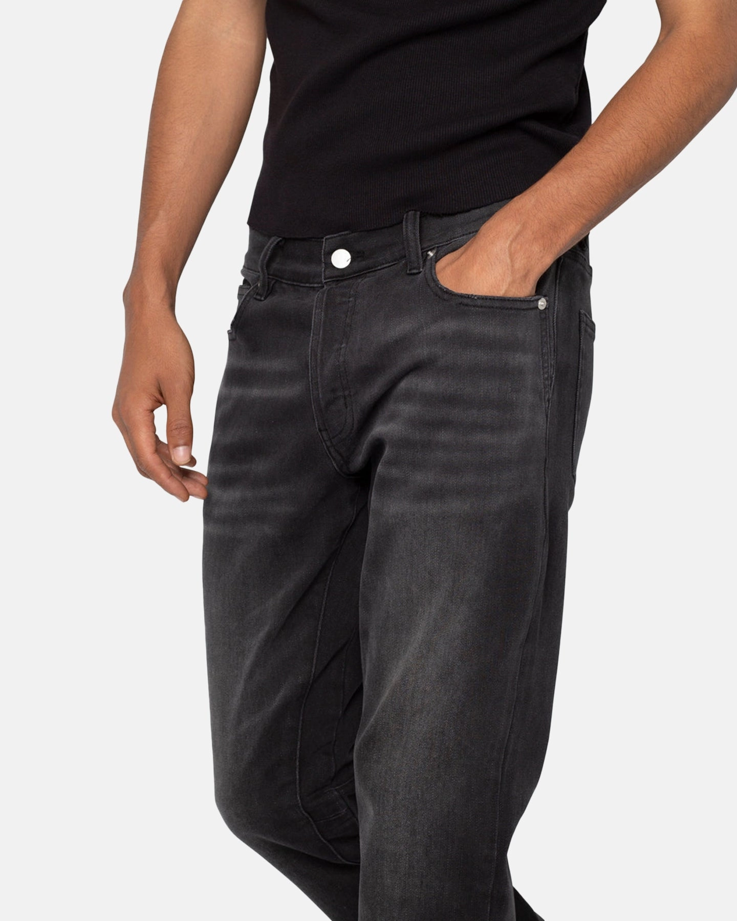 MNML M524 Slim Stacked Denim Jeans Washed Black Trend Friendly Style Upgrade