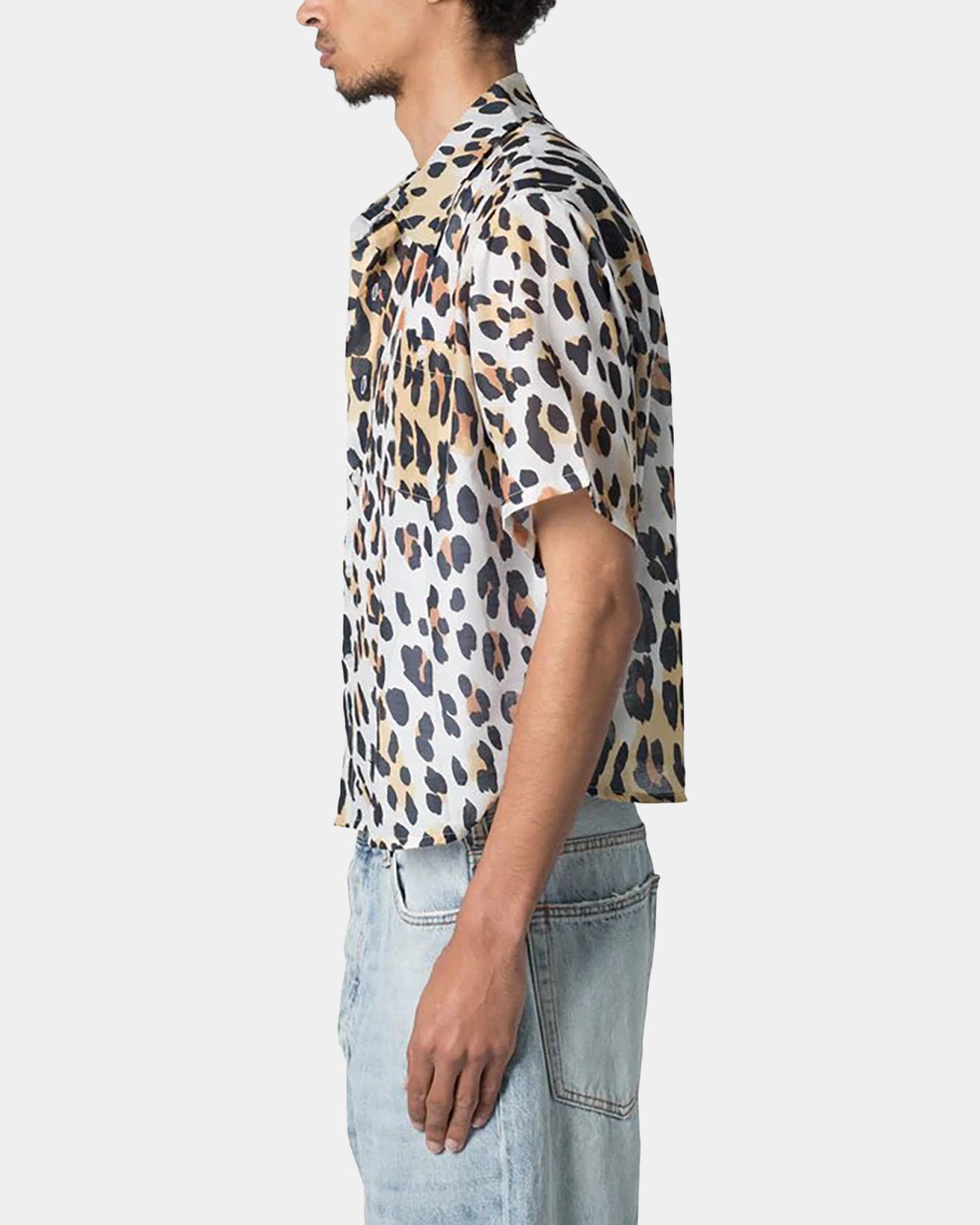 MNML Painted Leopard Short Sleeve Shirt Multi Low Profile Pocket Design Spring Break