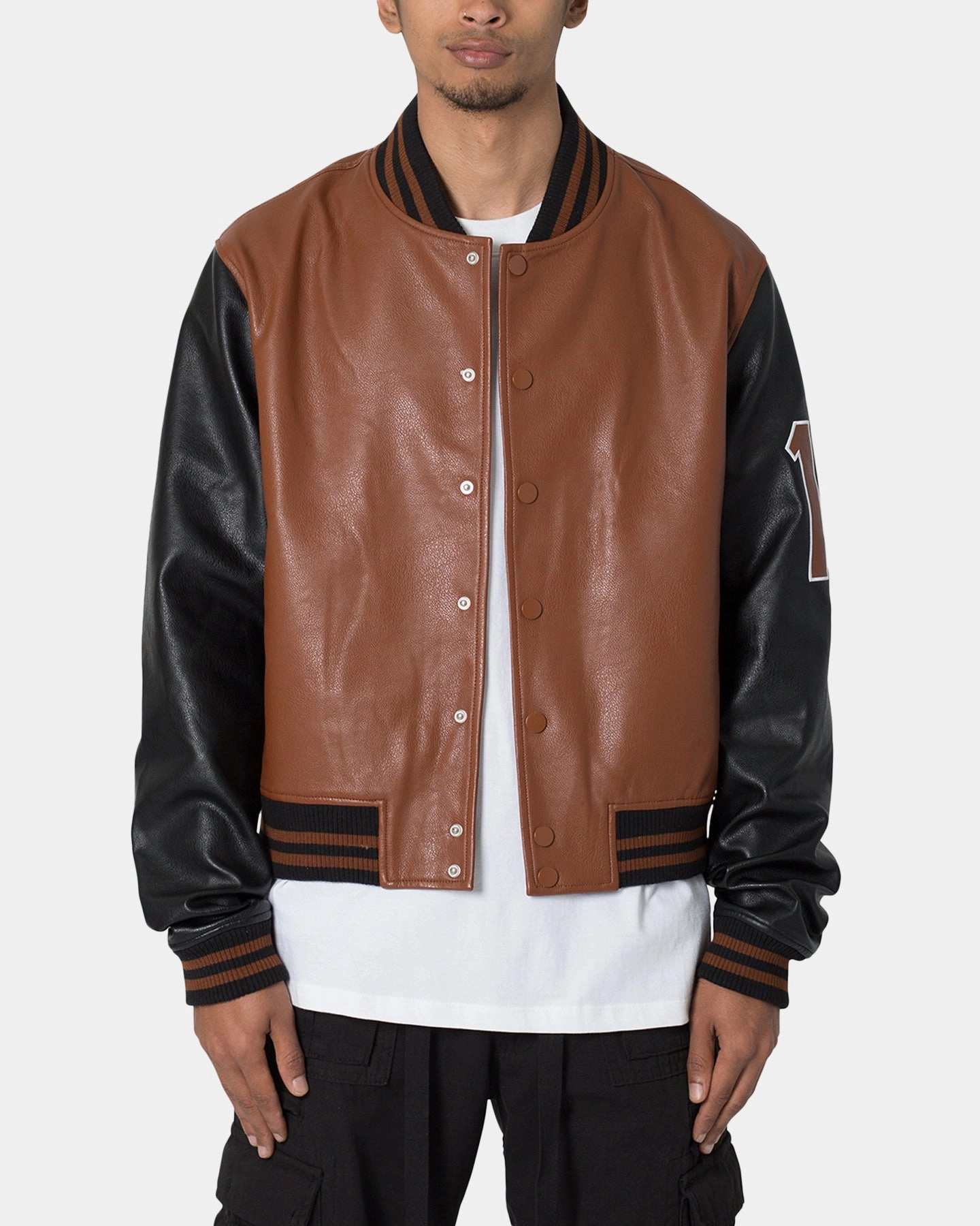 MNML PU Varsity Jacket Brown/Black Possibility Classic