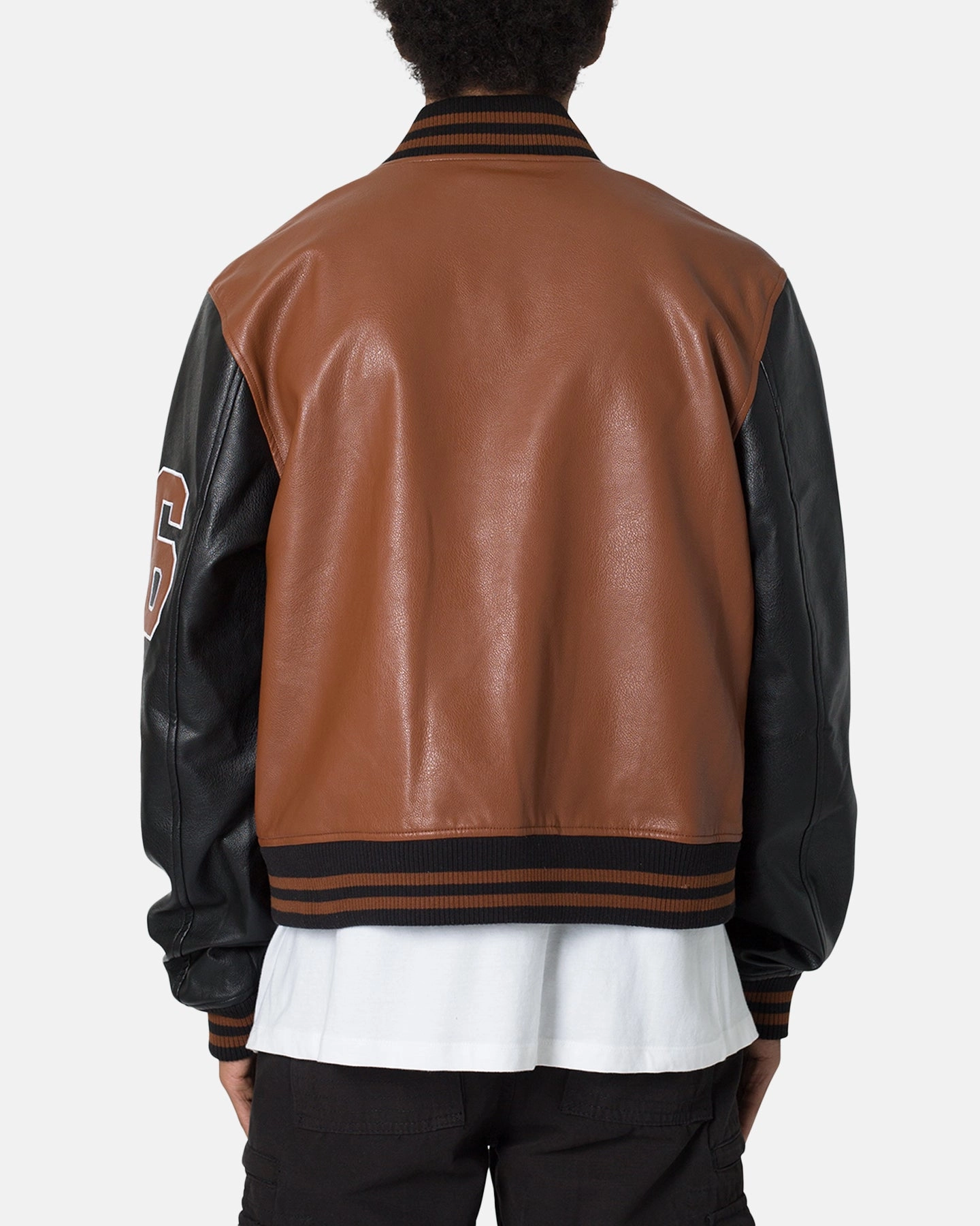 MNML PU Varsity Jacket Brown/Black baristas