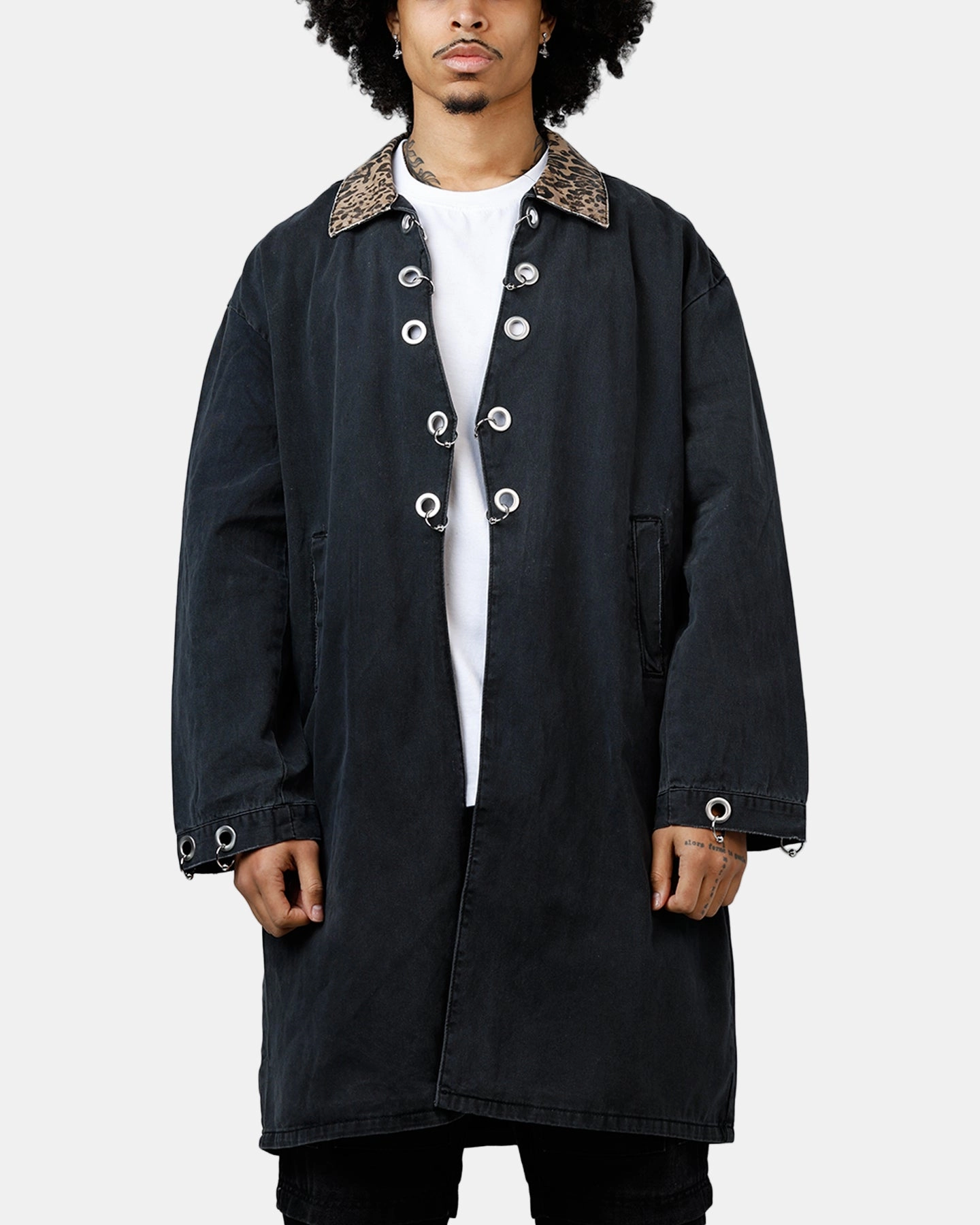 MNML Rusted Trench Coat Jacket Black campfire