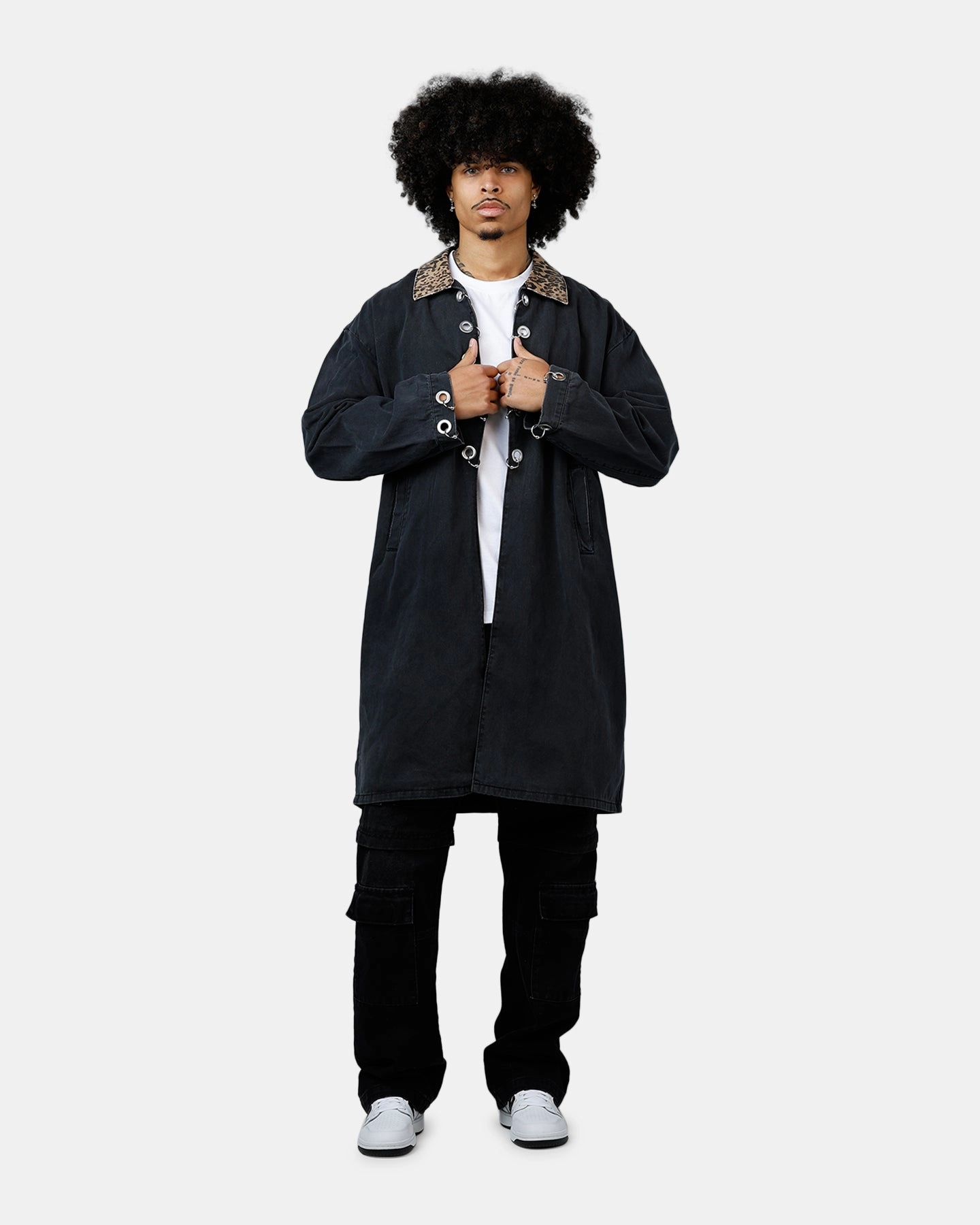 High Quality MNML Rusted Trench Coat Jacket Black