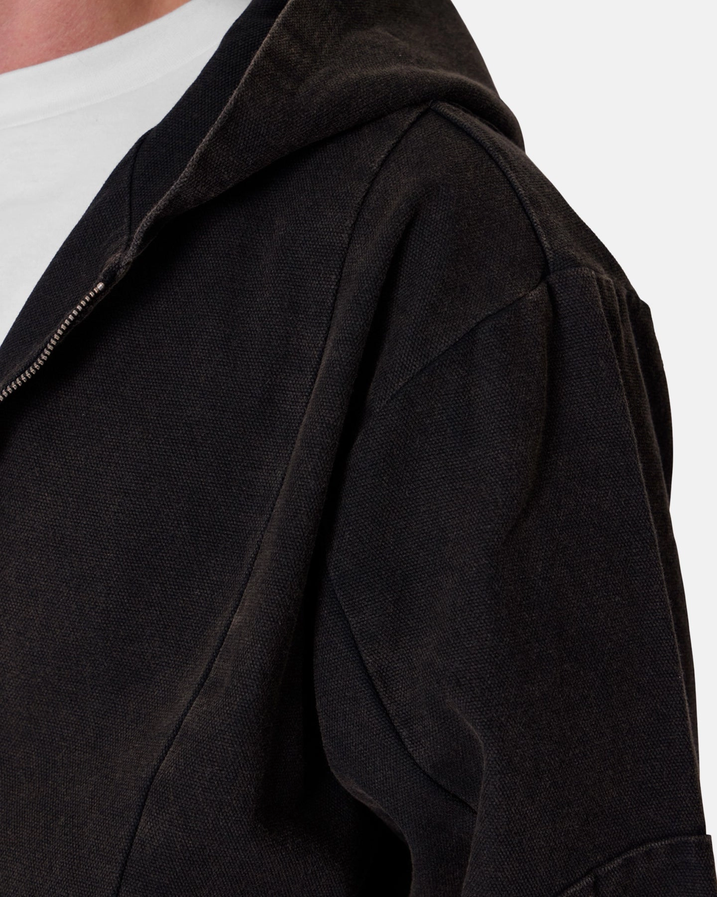 MNML Seamed Zip Up Hoodie Washed Black self - treat