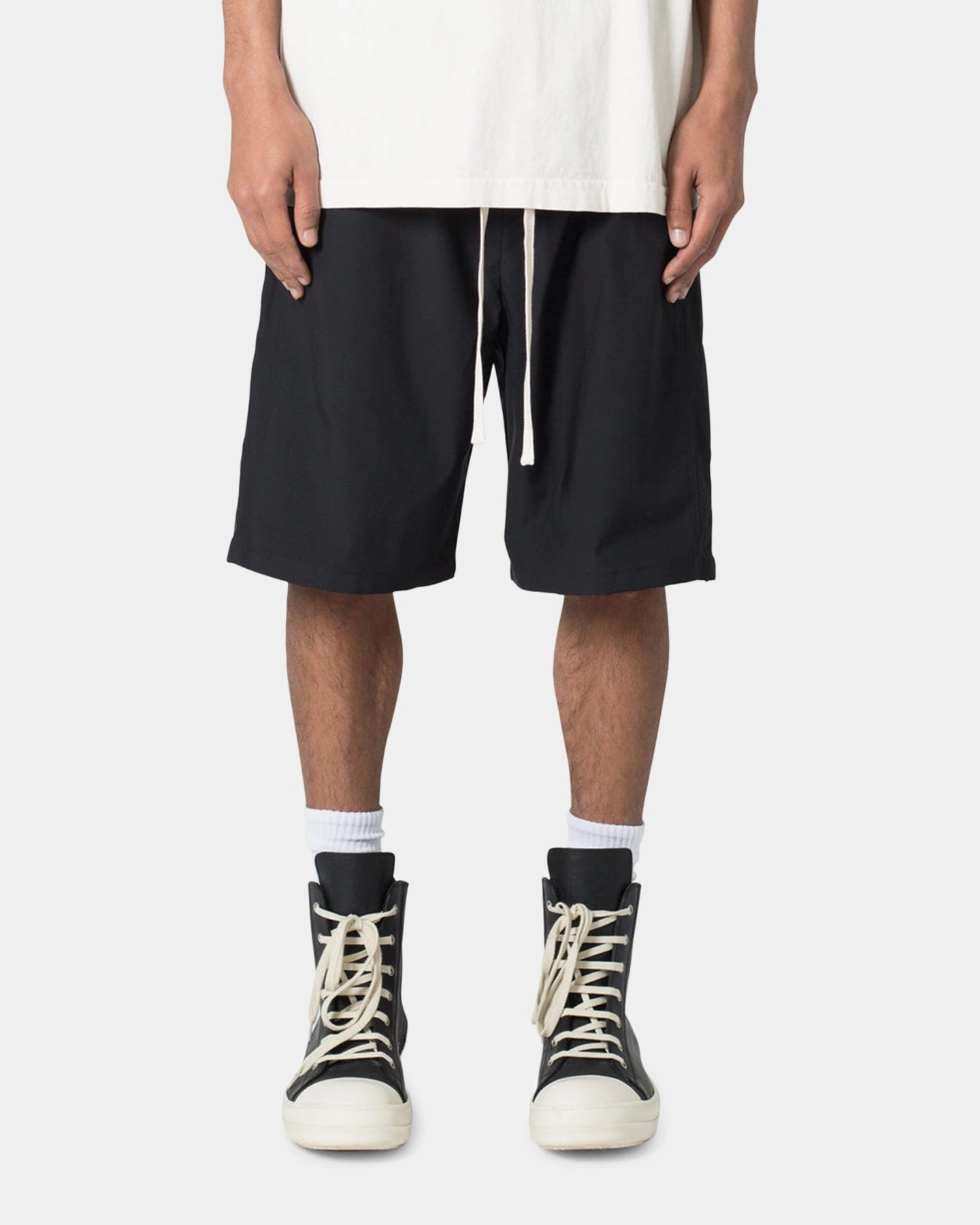 MNML Side Snap Nylon Shorts Black Layered Look