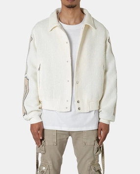 MNML Skeleton Varsity Jacket Cream suitable for casual gatherings Shawl