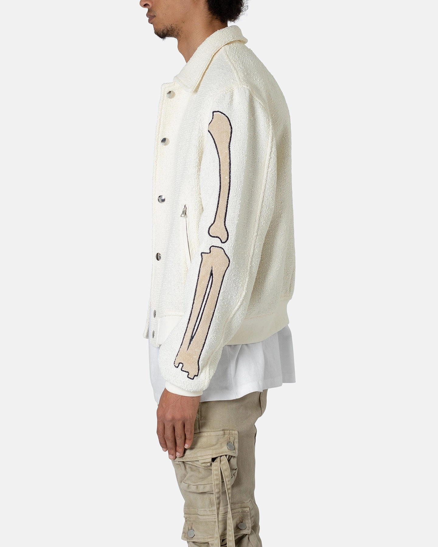 MNML Skeleton Varsity Jacket Cream regular