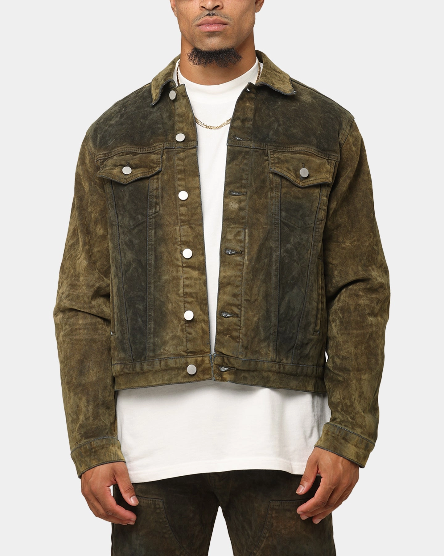 MNML SL3 Suede Jacket Olive/Black young people Adjustable Waist Tabs