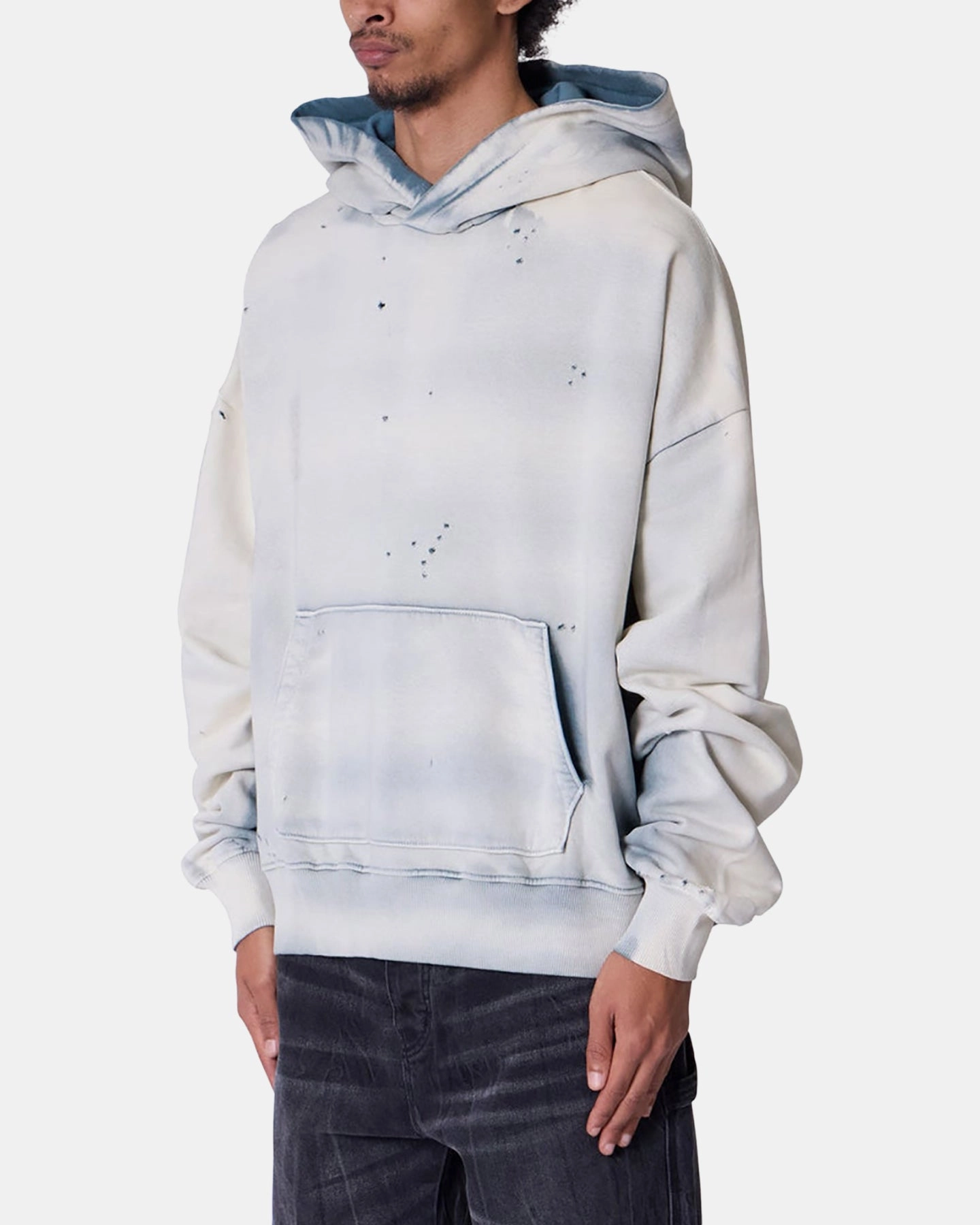 MNML Sprayed Hoodie Blue Stylish Shield