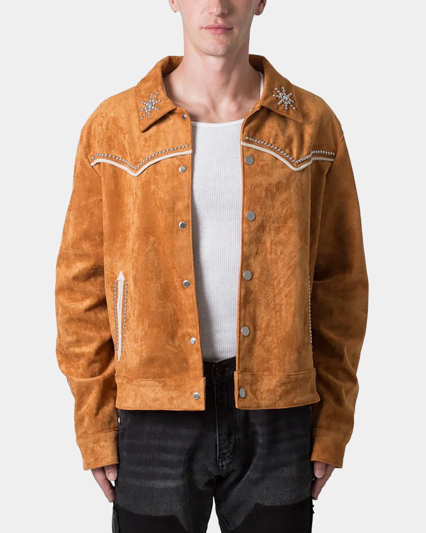 Timeless Form MNML Suede Collared Jacket Orange