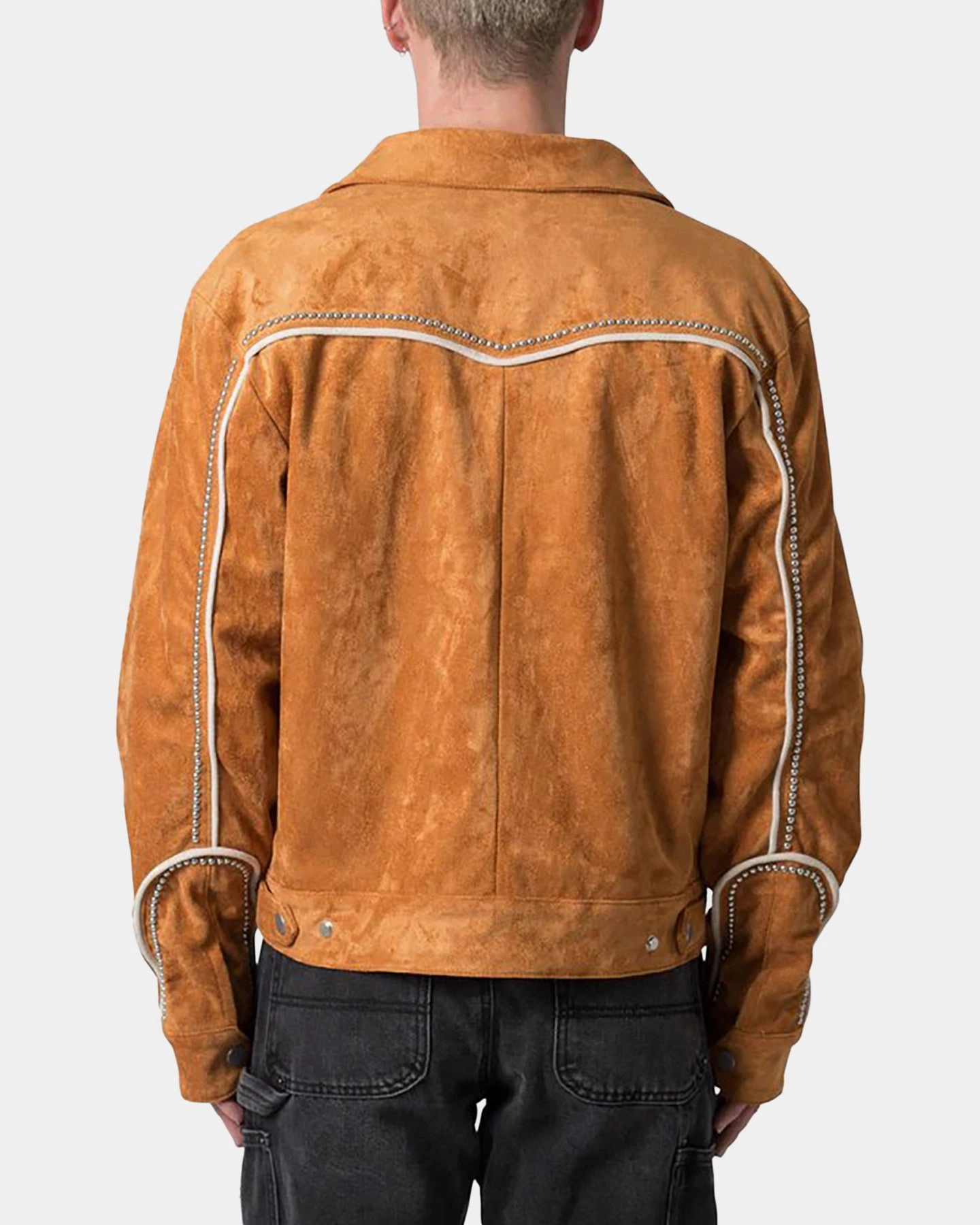 Wind Resistant Design MNML Suede Collared Jacket Orange