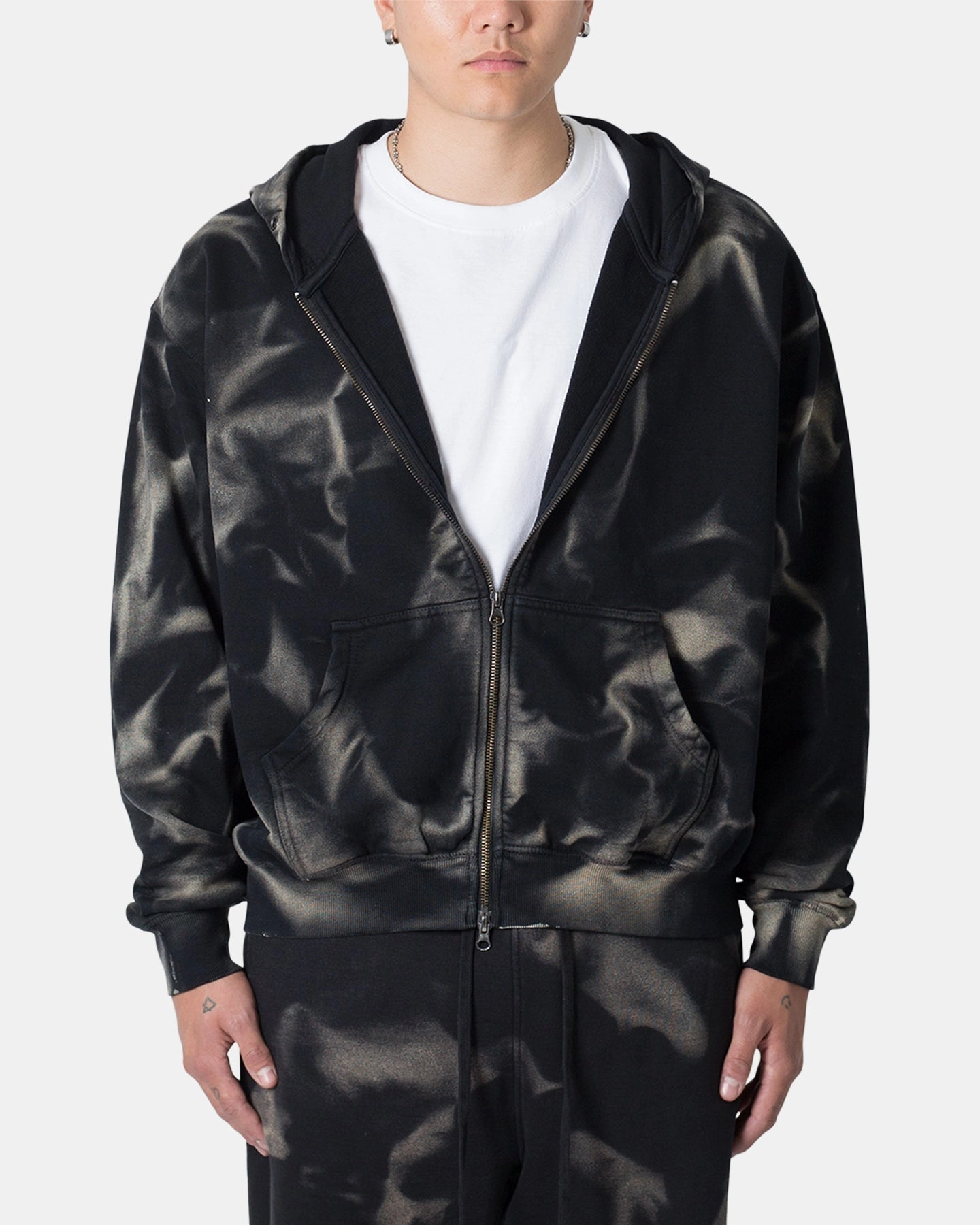 MNML Sun Burned Zip Up Hoodie Washed Black Universal Size Adaptation doctors