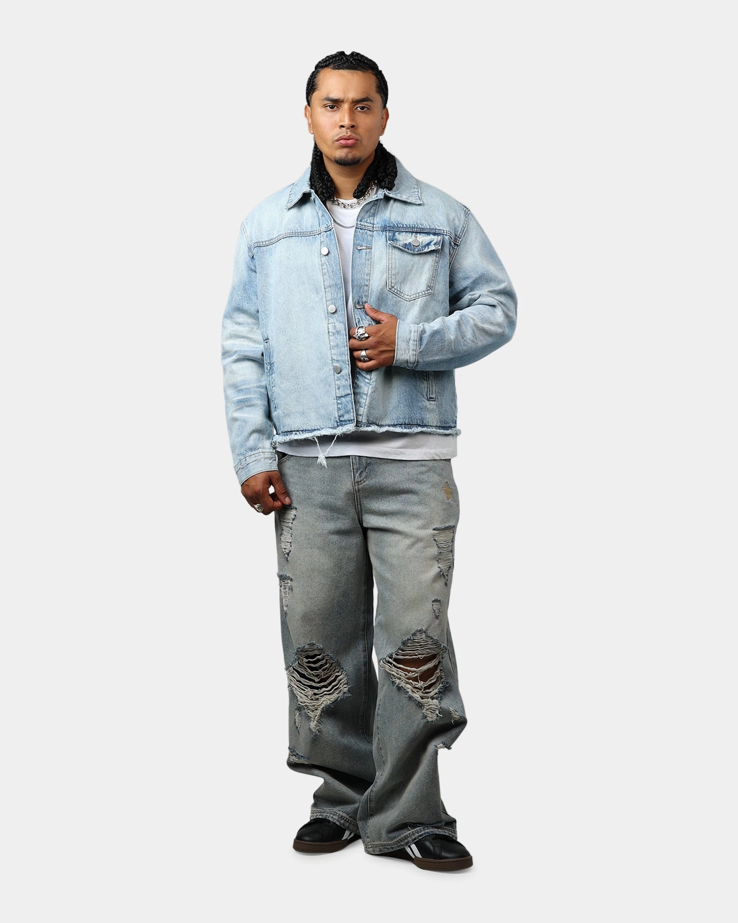 Quick Dry Coating Bestseller MNML Sun Washed Denim Jacket Light Blue