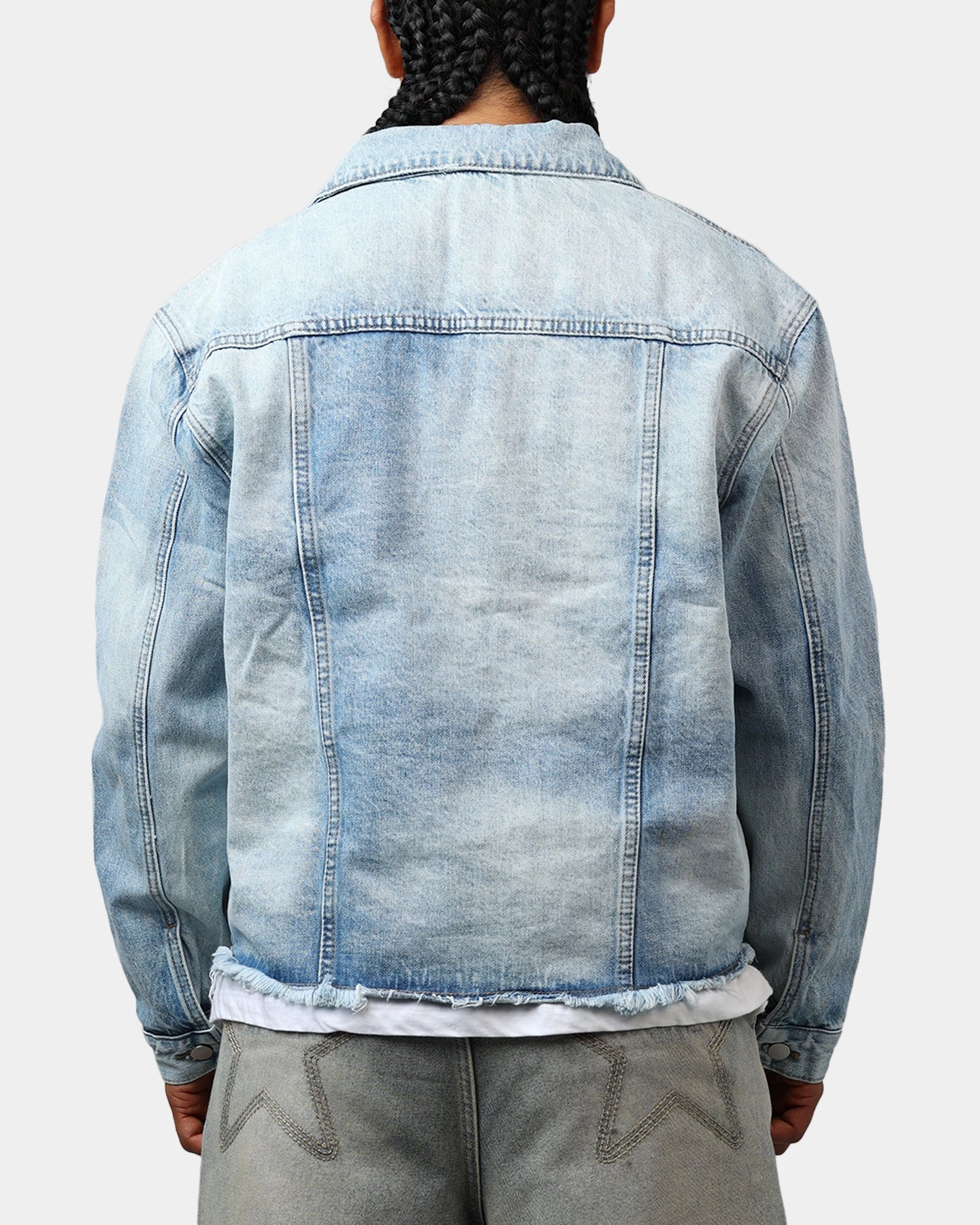 MNML Sun Washed Denim Jacket Light Blue Party outfit