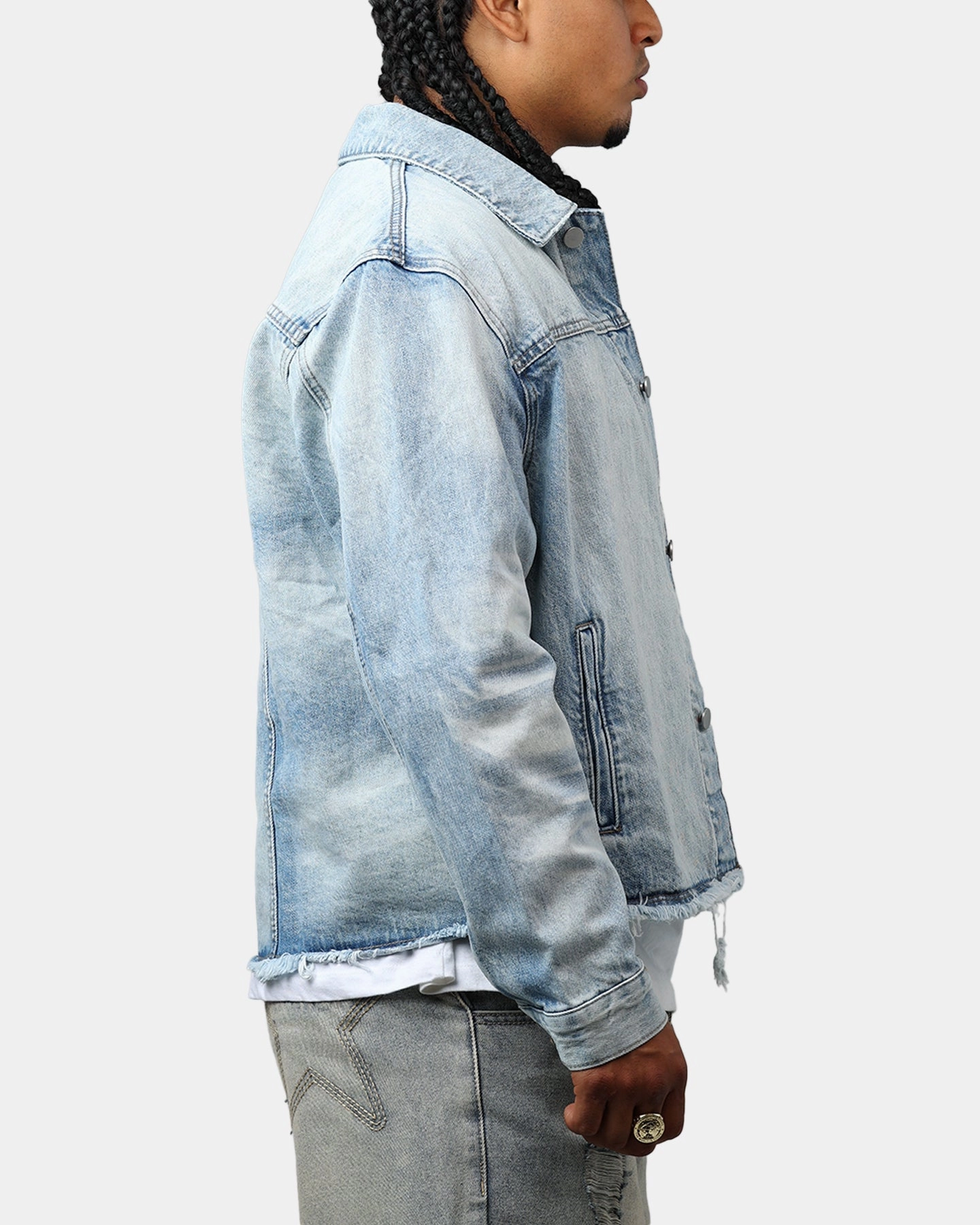 Dirt Repellent Surface Temperature Regulating MNML Sun Washed Denim Jacket Light Blue