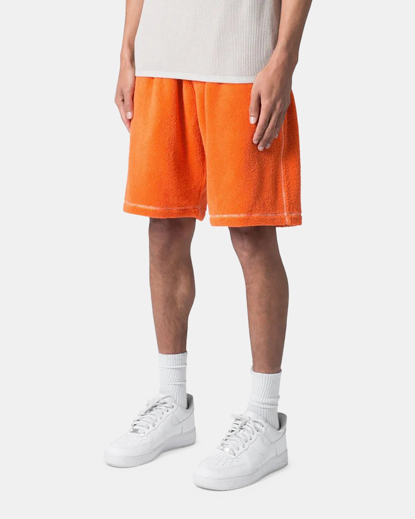 Reflective Safety Details Crisp Look MNML Terry Cloth Shorts Orange