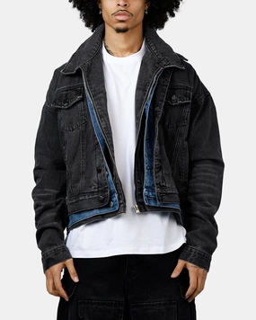 MNML Triple Threat Trucker Jacket Black/Blue Warm and Practical Warm Weather Wear