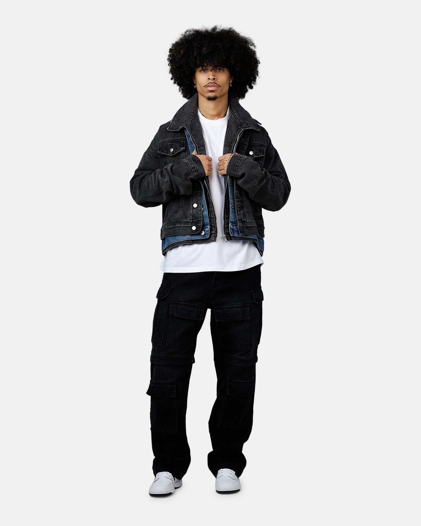 MNML Triple Threat Trucker Jacket Black/Blue Black high-end