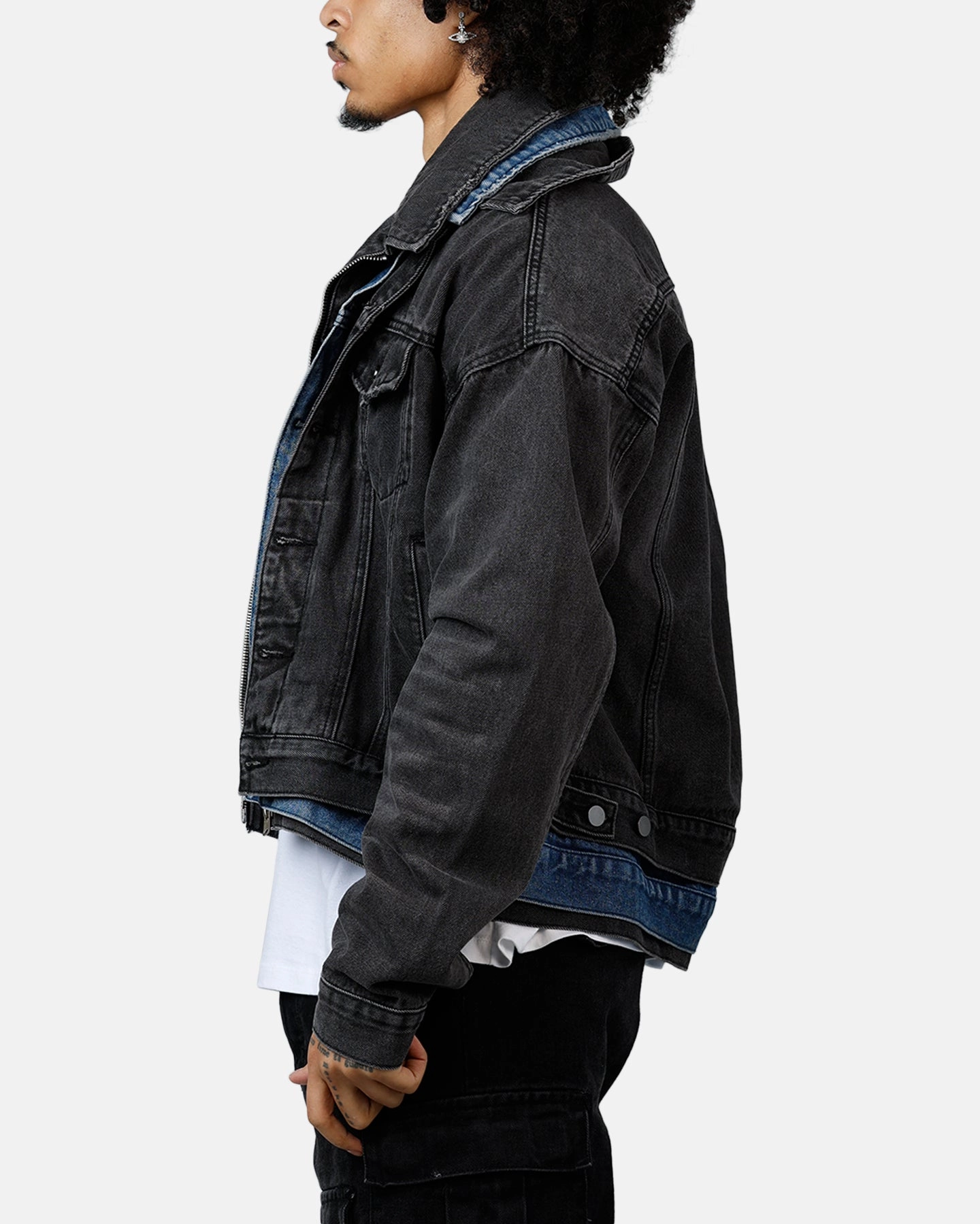 MNML Triple Threat Trucker Jacket Black/Blue Tapered Silhouette High-Tech Protection