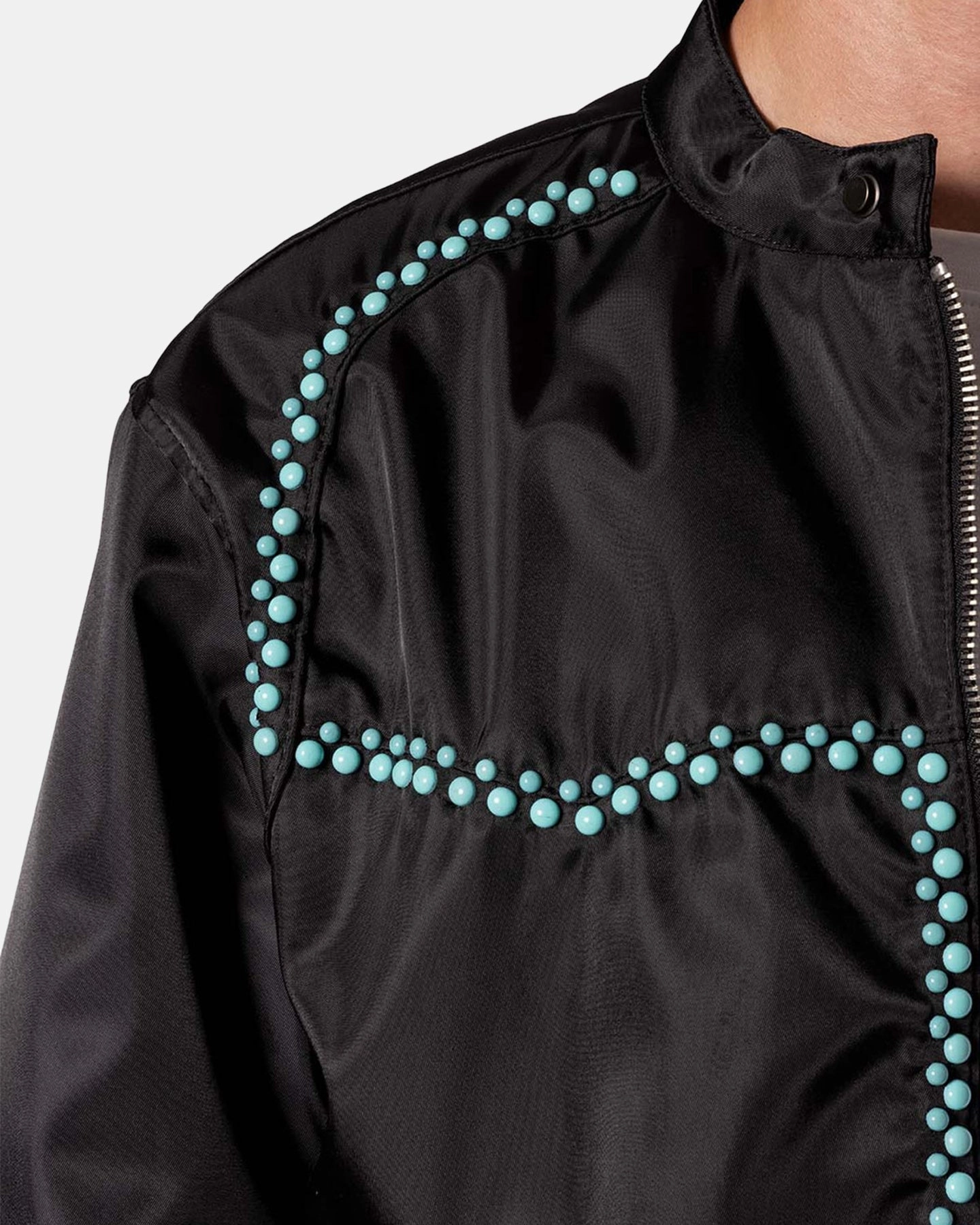 Prayer Kinetic Back Ventilation MNML Turquoise Studded Snap Jacket Black