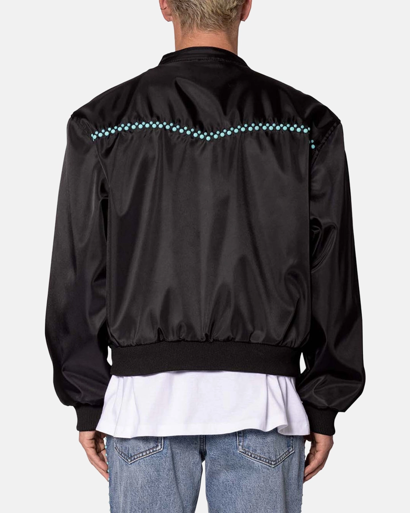 MNML Turquoise Studded Snap Jacket Black Durable Zippers