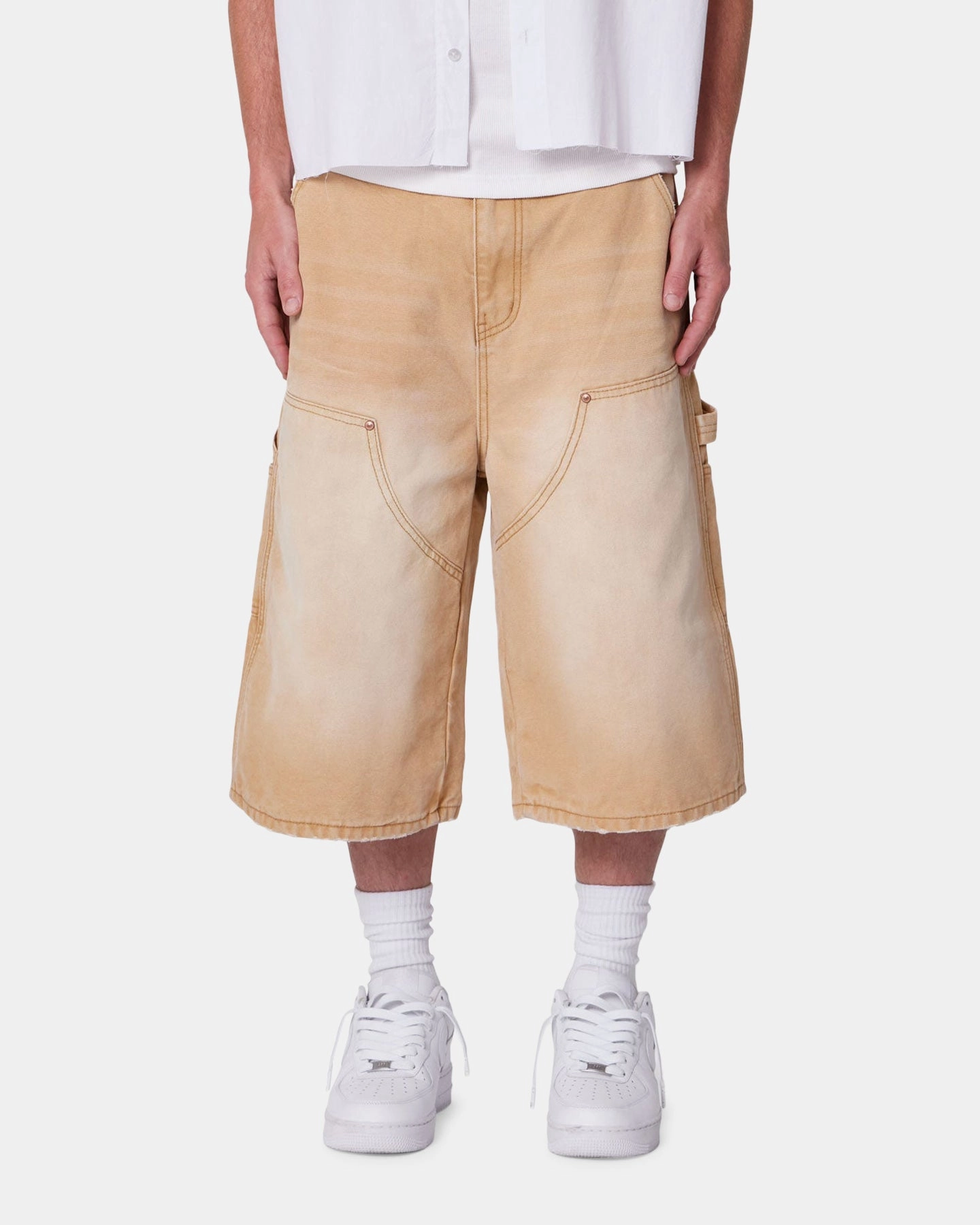 Polyester fabric MNML Ultra Baggy Carpenter Shorts Washed Tan