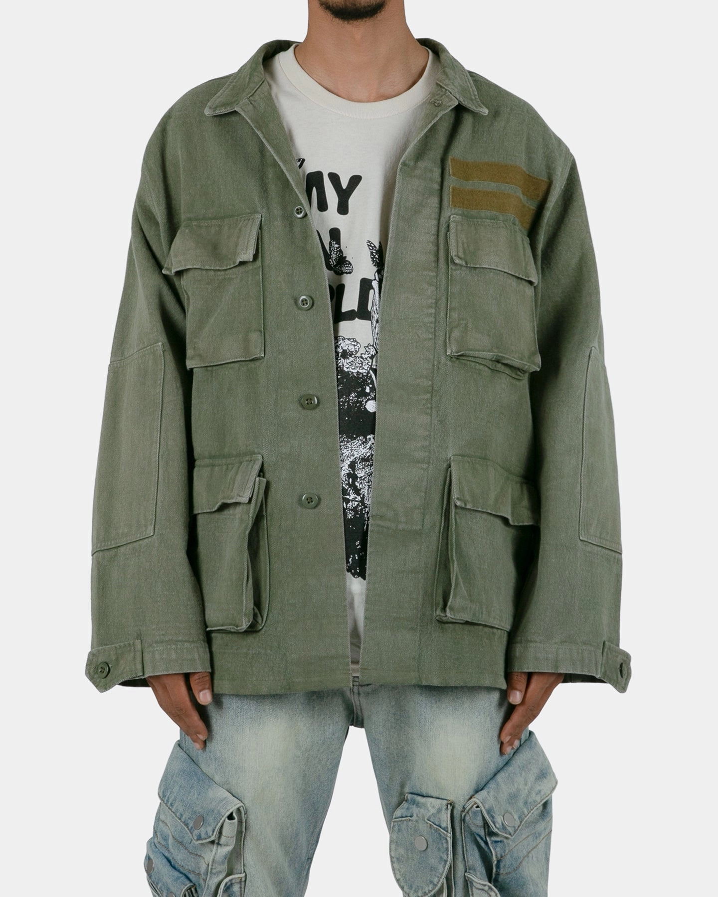 MNML Vintage Army Jacket Olive Convertible Design