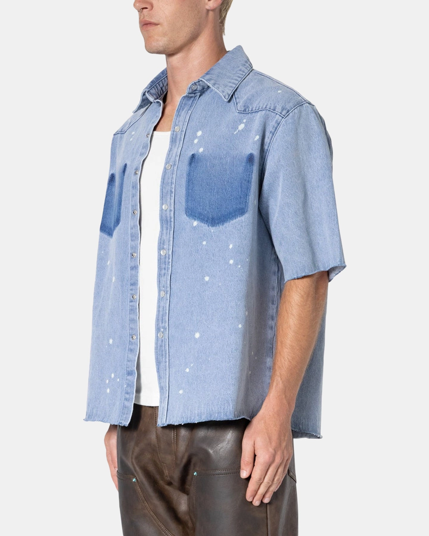 Button-up MNML Washed Denim Button Up Shirt Blue