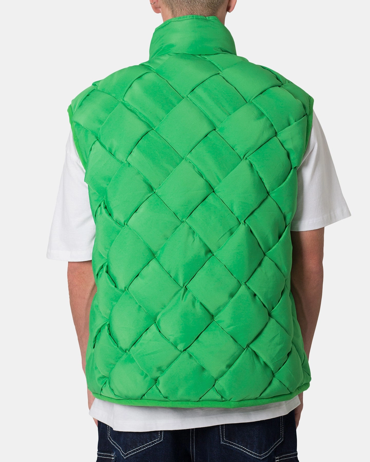 Heavyweight Ergonomic Seams MNML Woven Puffer Vest Green