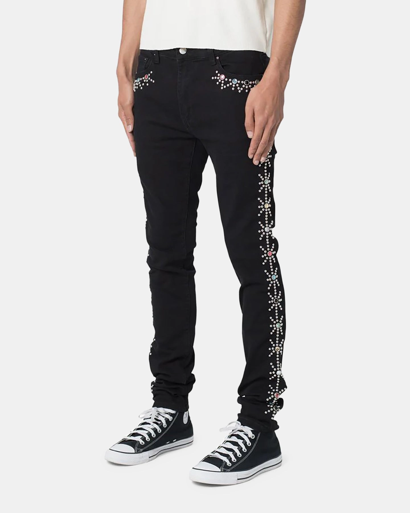 Relaxed Look Universal Look MNML X620 Studded Skinny Denim Jean Black
