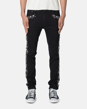 Athlete Fit Holiday Vibes Everyday Fashion MNML X620 Studded Skinny Denim Jean Black