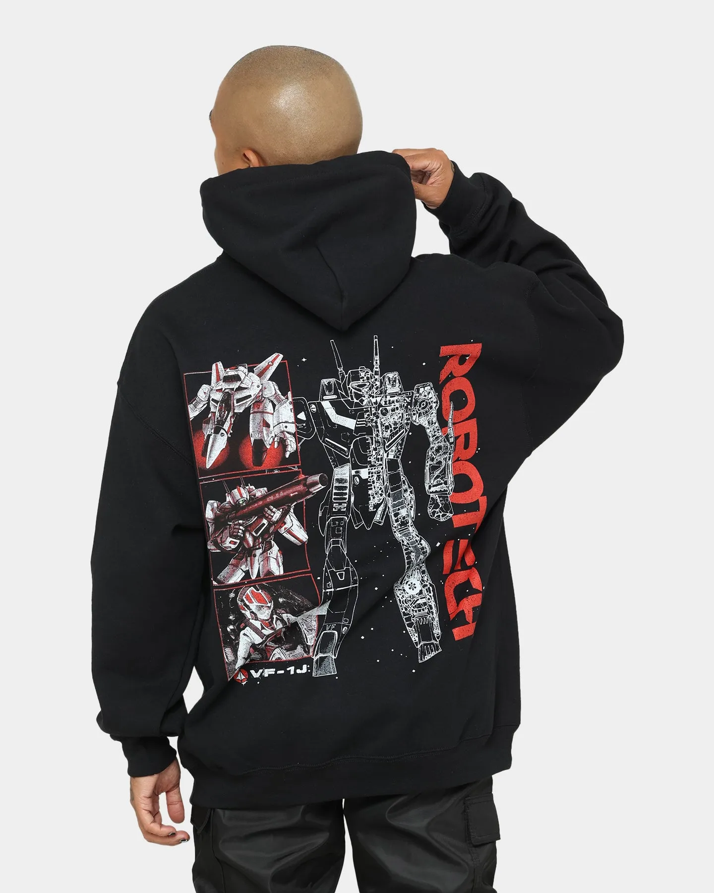 professional Checked American Thrift X Robotech VF1J Hoodie Black