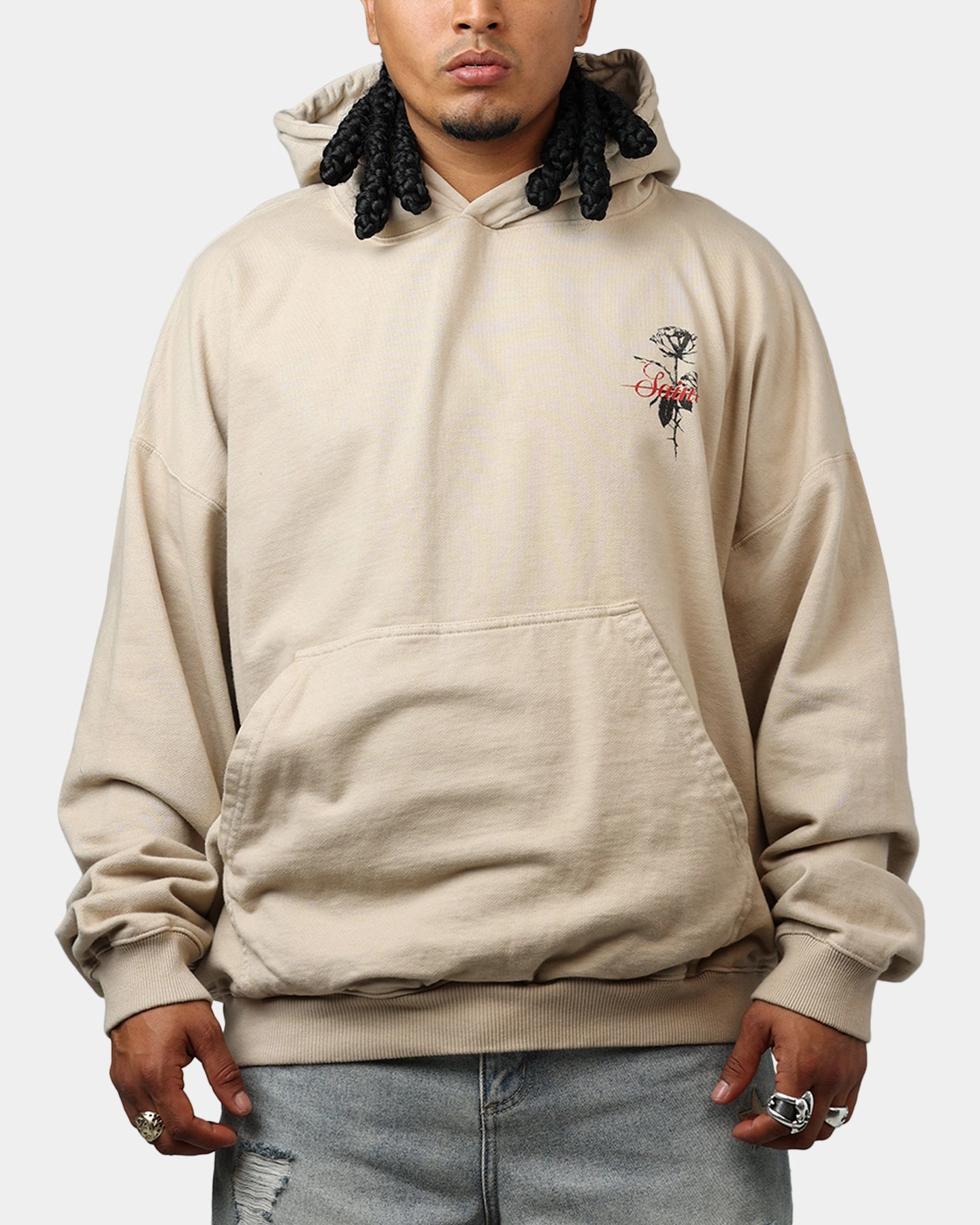 Bonded Seam Technology Protective Layering Saint Morta St Valentines Boxy Hoodie Stone