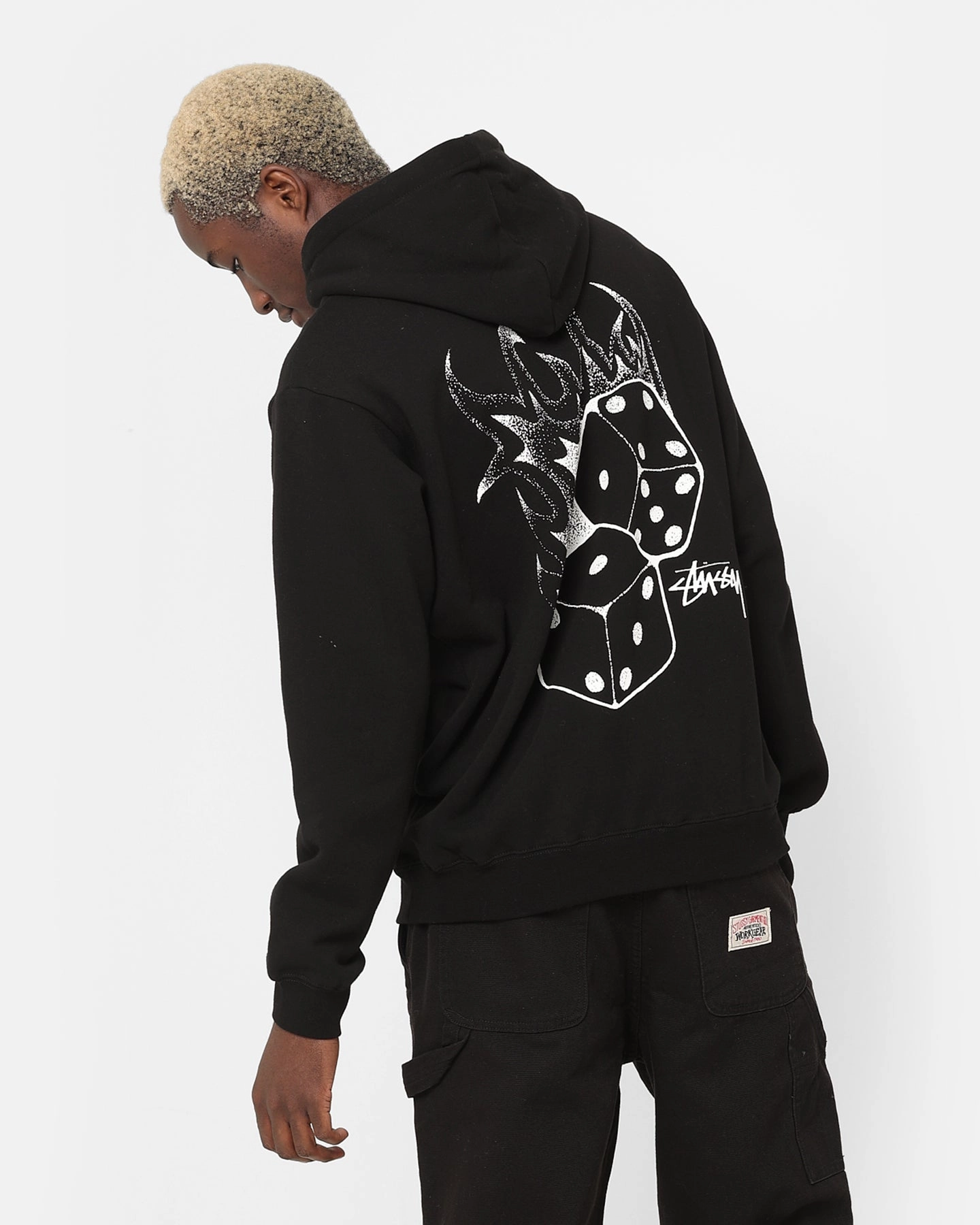 Stussy Fire Dice 50-50 Hoodie Pigment Black Custom Cold Shield