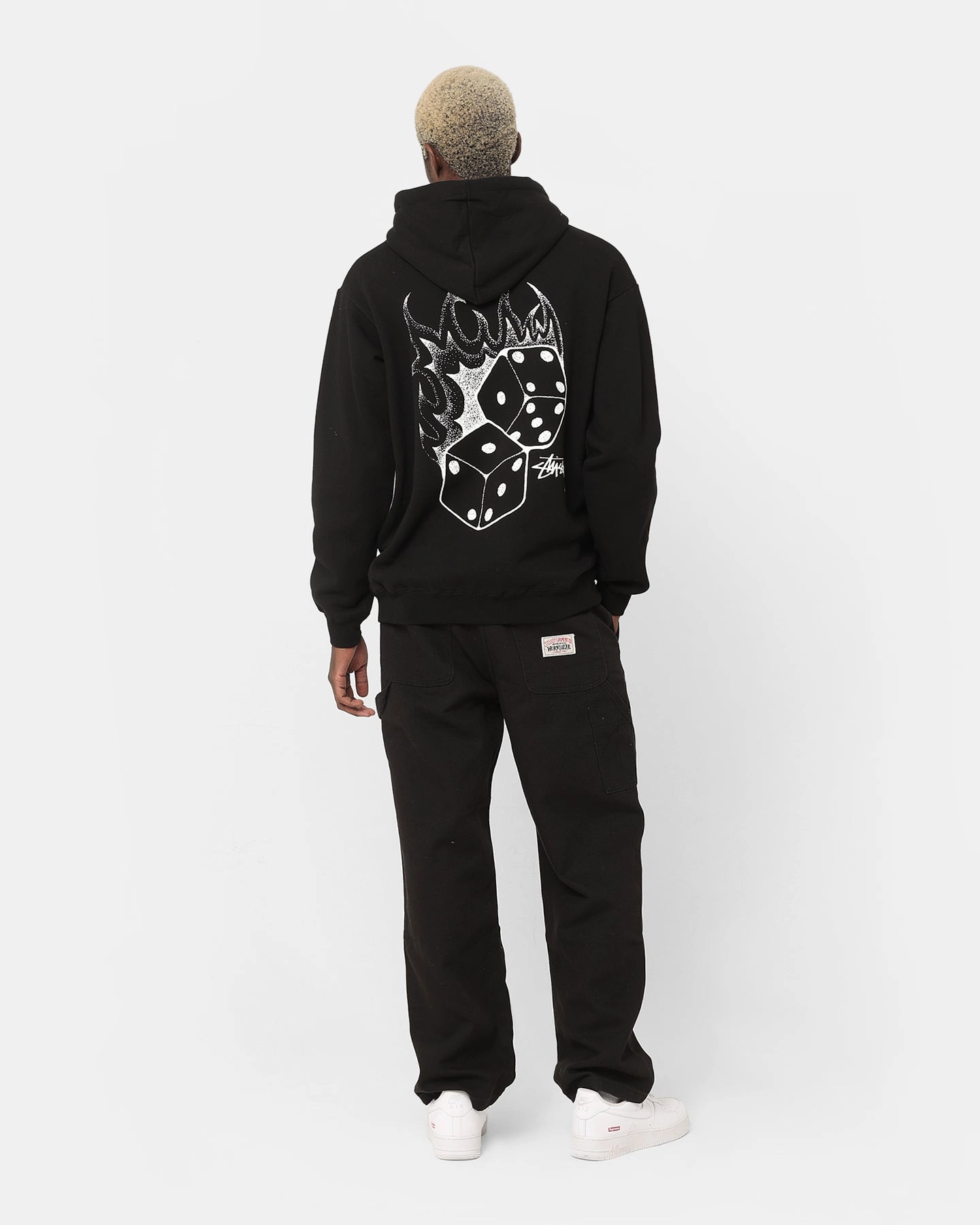 Stussy Fire Dice 50-50 Hoodie Pigment Black Checkered snap-up