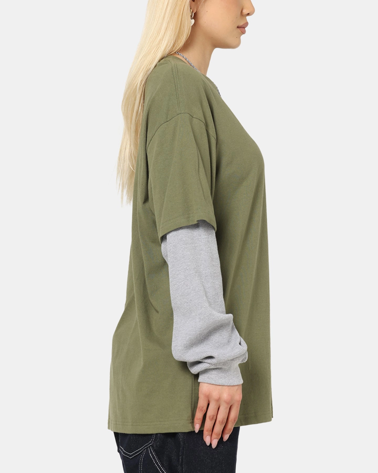 Street Outfit Everyday Essential X-Large 91 Double Layer T-Shirt Pigment Olive