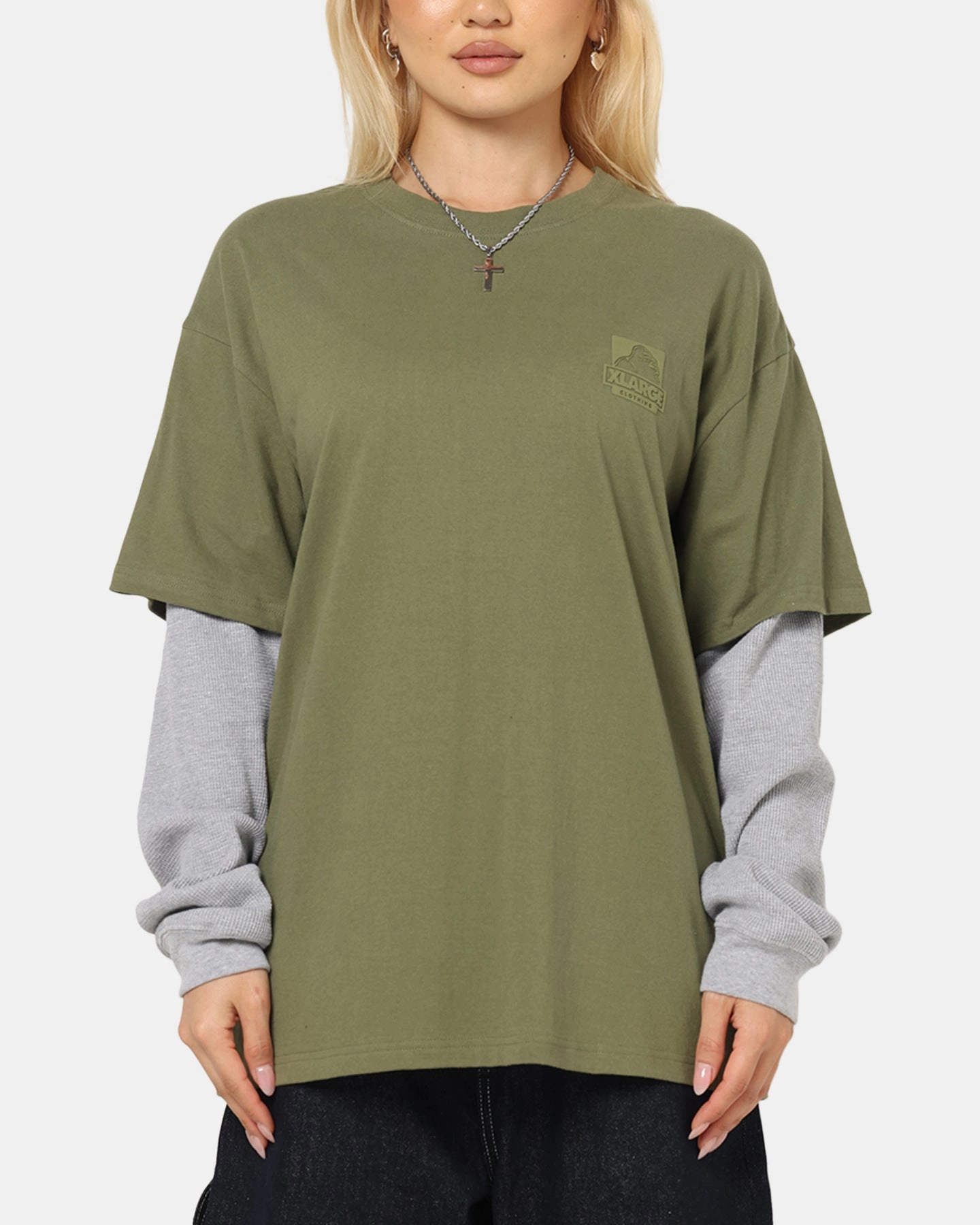 Casual Chic Look X-Large 91 Double Layer T-Shirt Pigment Olive