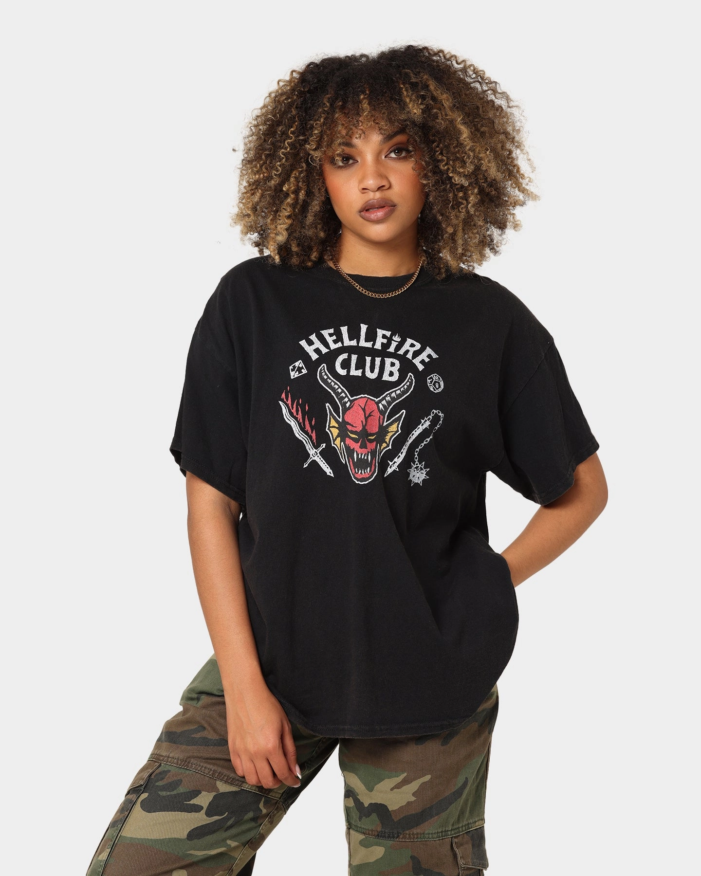 Goat Crew Goat Crew X Stranger Things Hellfire Club Vintage T-Shirt Washed Black Functional Style