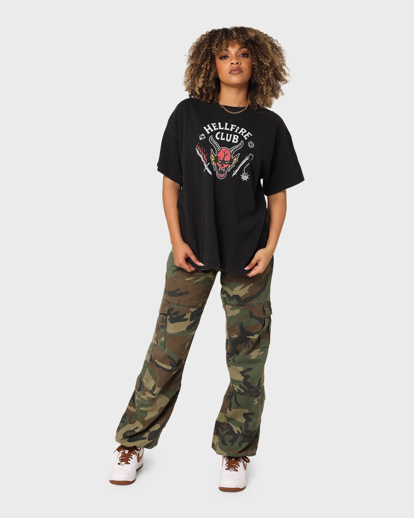 Minimalistic Wear Longline Hemline Goat Crew Goat Crew X Stranger Things Hellfire Club Vintage T-Shirt Washed Black